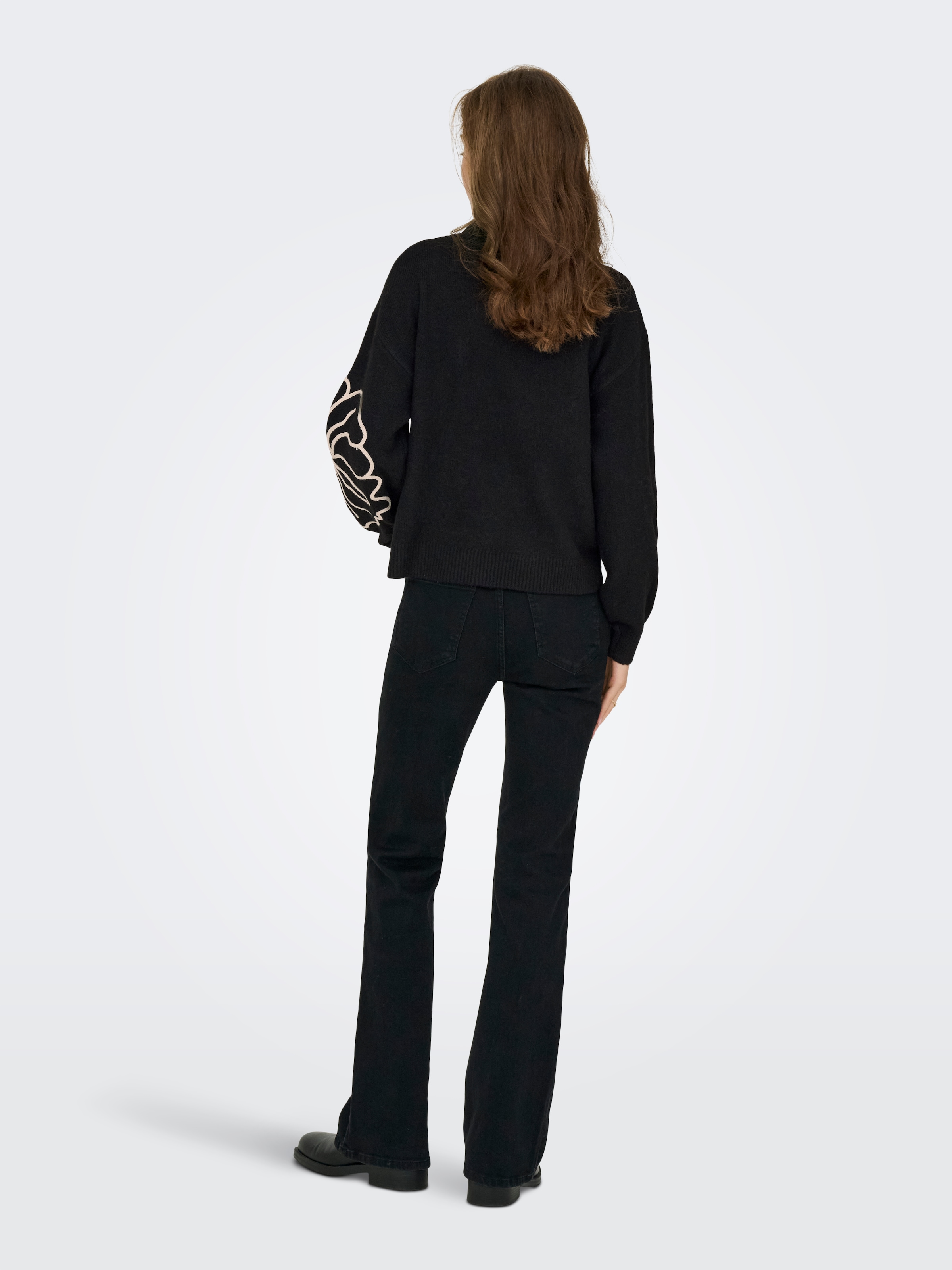 JDY Pull en tricot »JDYJELLA L/S FLOWER PULLOVER KNT NOOS« mélange de matériaux, coupe régulière