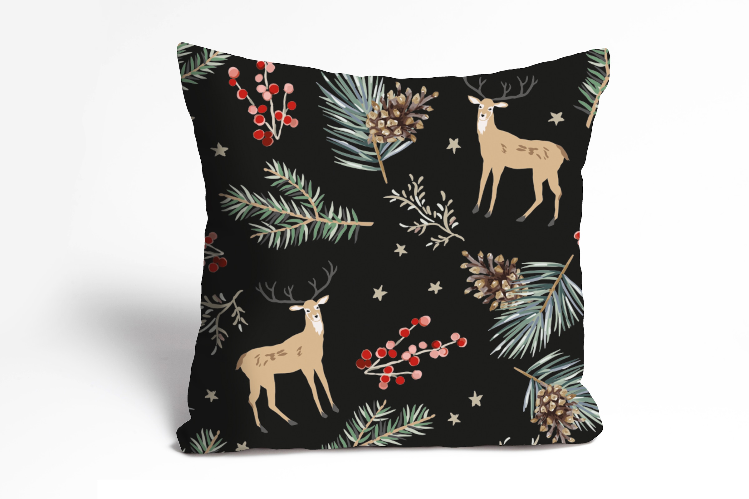 queence Dekokissen »Rudolf«, Kissenhülle,Rentier,Weihnachten,Schwarz,Winterlich,Weihnachtsmotiv