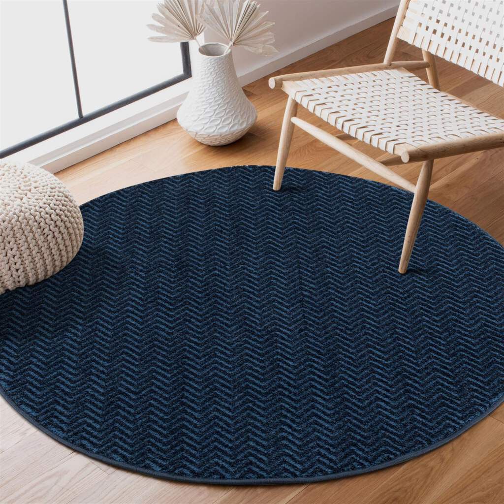 Image of Carpet City Teppich "Friseé-Teppich FANCY805" rund 12 mm Höhe Kurzflor, Einfarbig, 3D-Optik, Zickzack Look