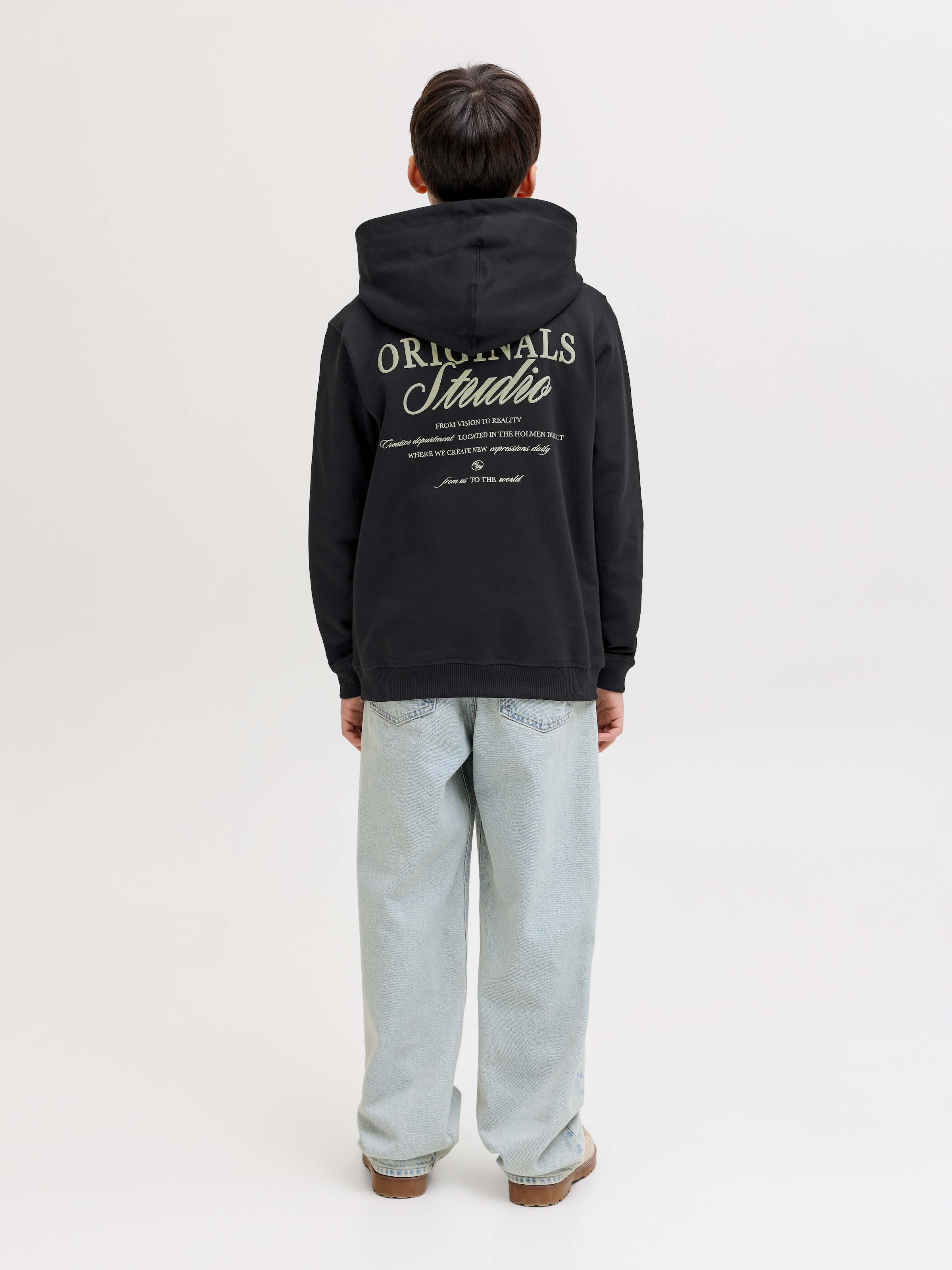 Jack & Jones Junior Sweat à capuche »JORNORREBRO TYPO BACK SWEAT HOOD SN JNR«, Baumwollmischung, relaxed fit, Langarm
