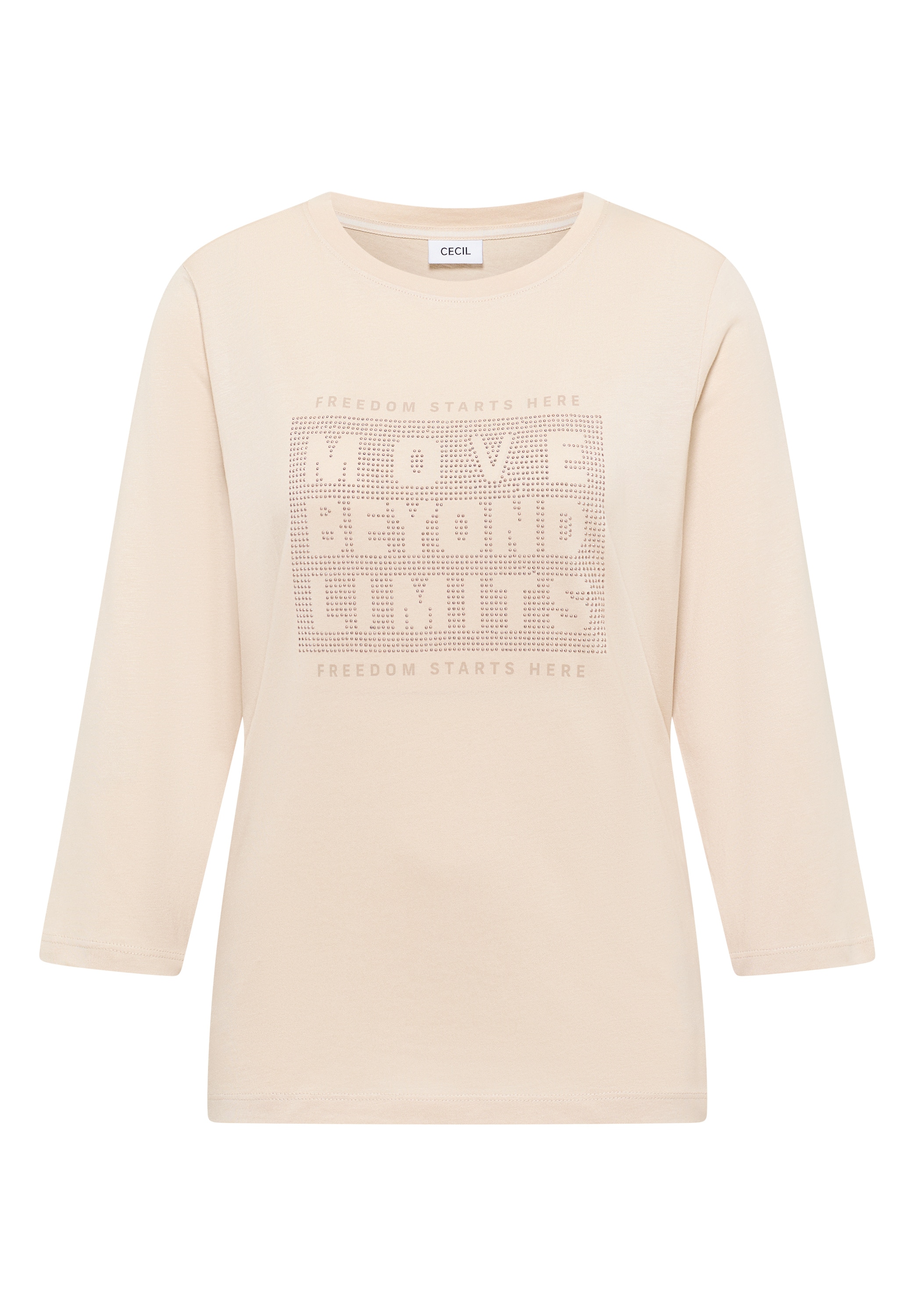 Cecil T-shirt à manches 3/4 »Hotfix« mit Schmucksteinen, Rundhalsform