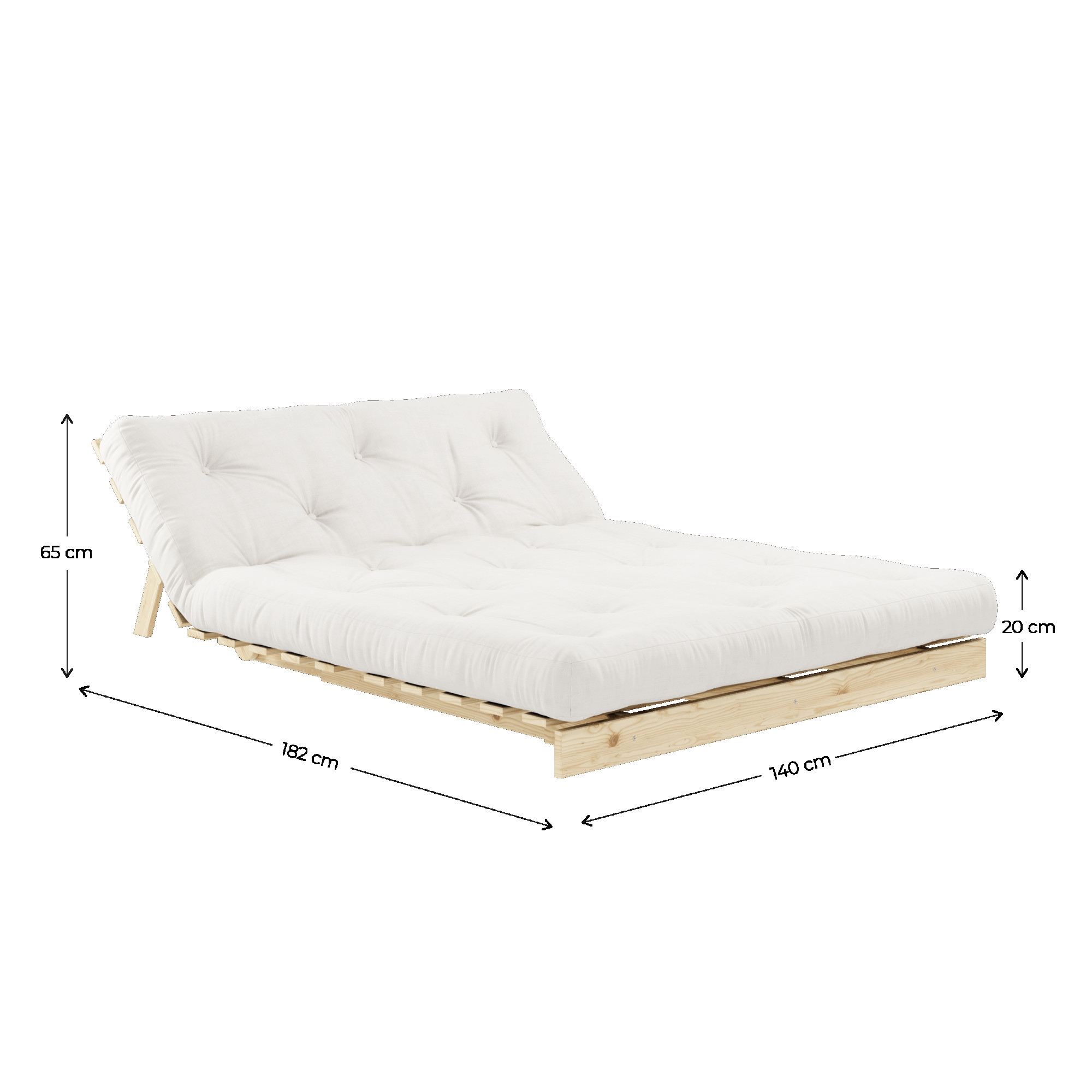 Karup Design Daybett »Roots Schlafsofa, Gästebett, Sofa inkl. Futonmatratze«, Liegefläche 90/140/160 x200 cm, FSC® zertifizierte Kiefer
