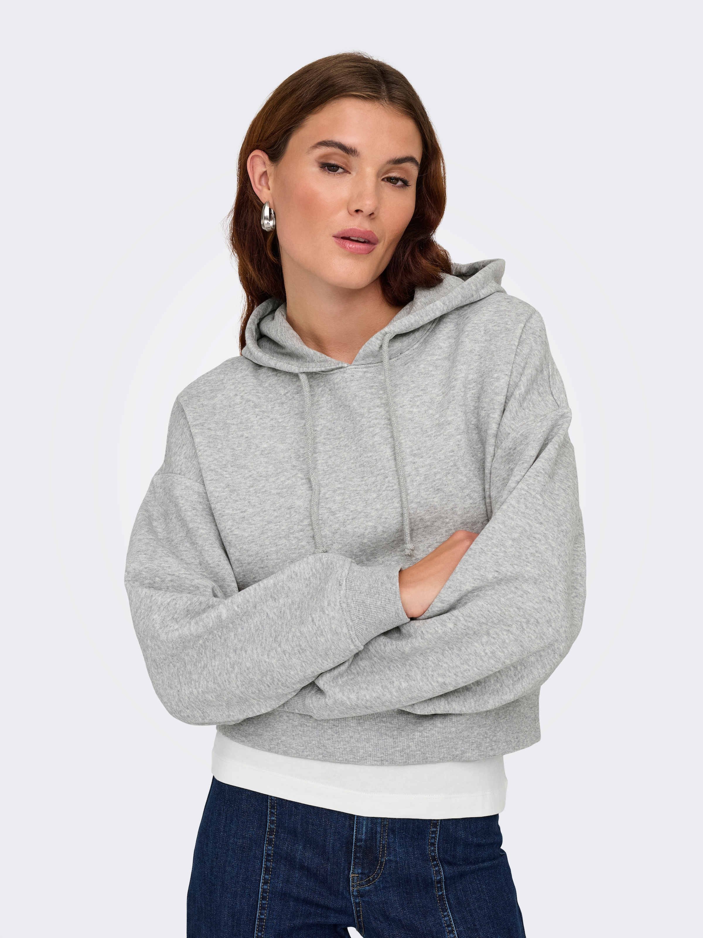 ONLY Kapuzensweatshirt »ONLSWEAT LIFE L/S HOODIE CROPPED SWT«, Baumwollmischung, loose fit
