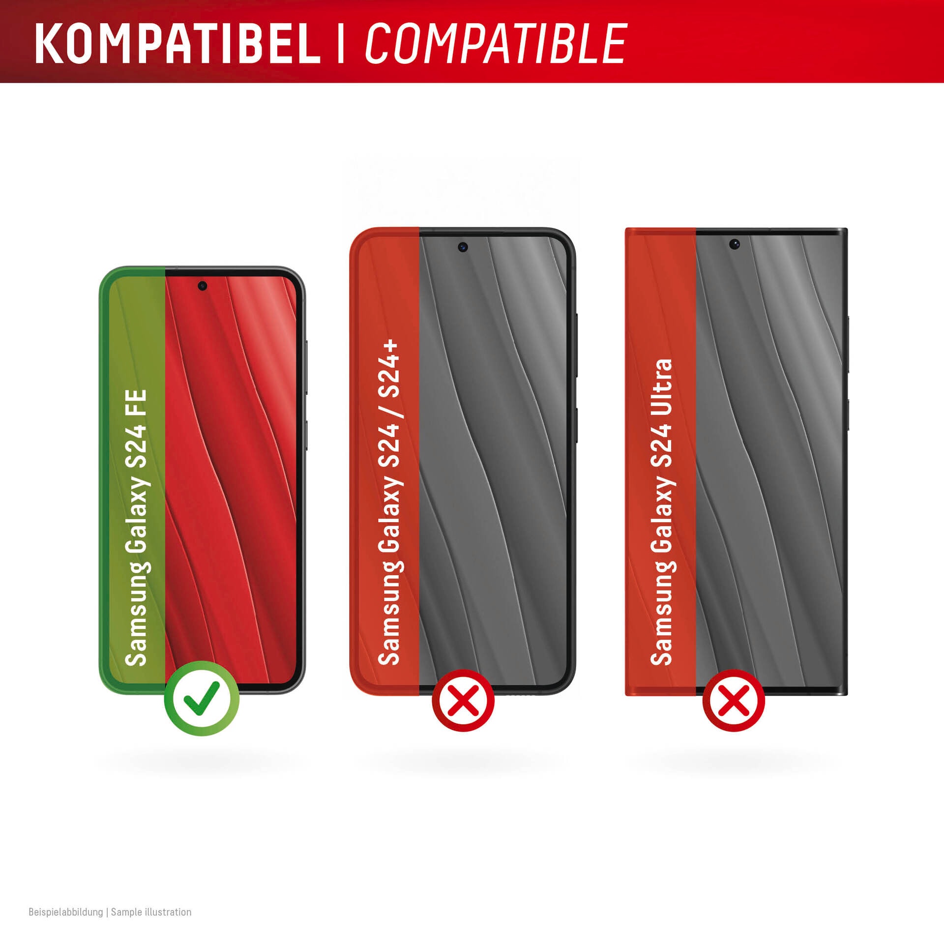 Displex Displayschutzglas »Real Glass + Case«, für Samsung Galaxy S24 FE, Displayschutzfolie, Schutzfolie, Bildschirmschutz, kratz- & stossfest