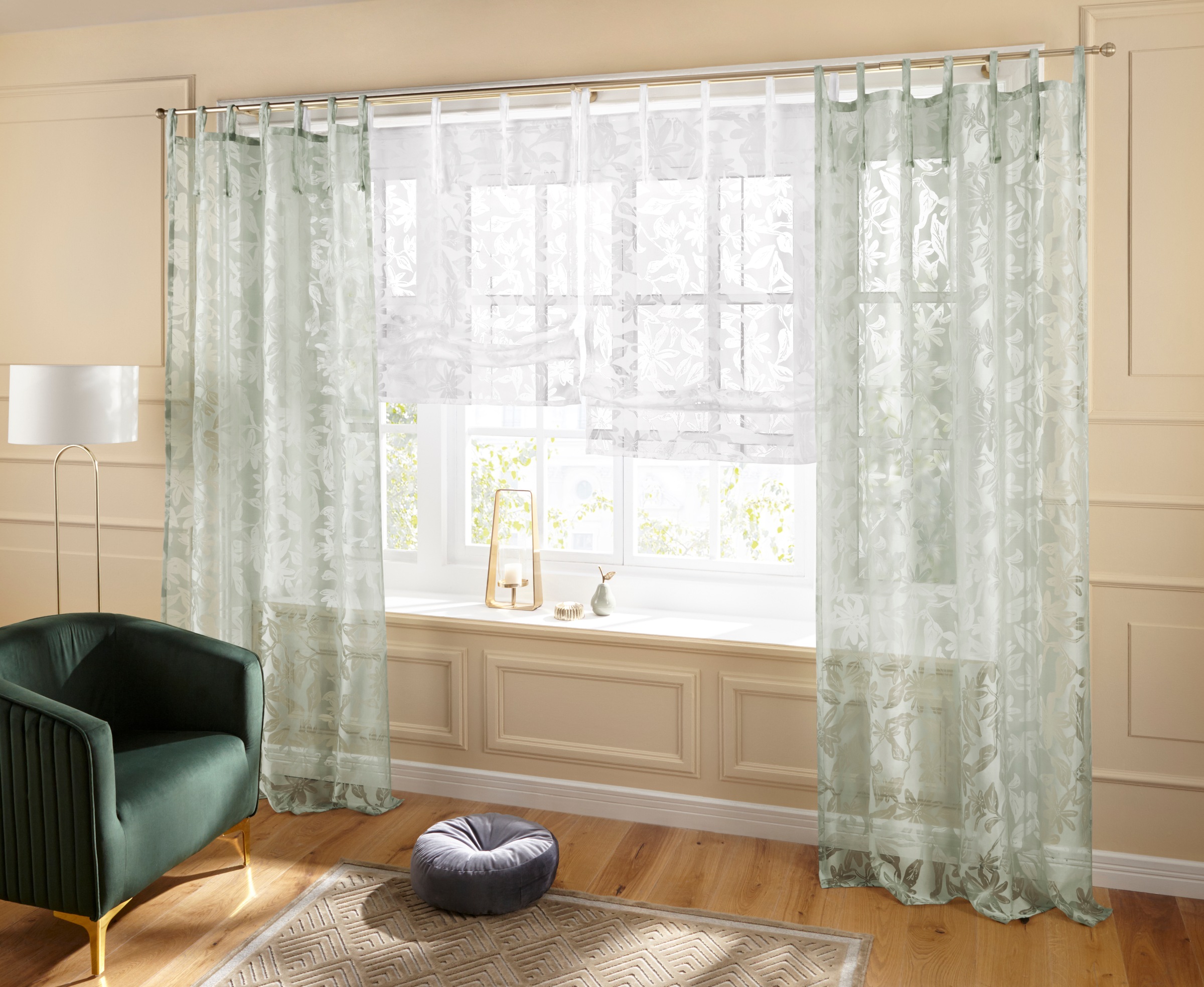 Image of Guido Maria Kretschmer Home&Living Raffrollo »Glen«, mit Bindebänder, halbtransparent, gewebt, Ausbrenner bei Ackermann Versand Schweiz