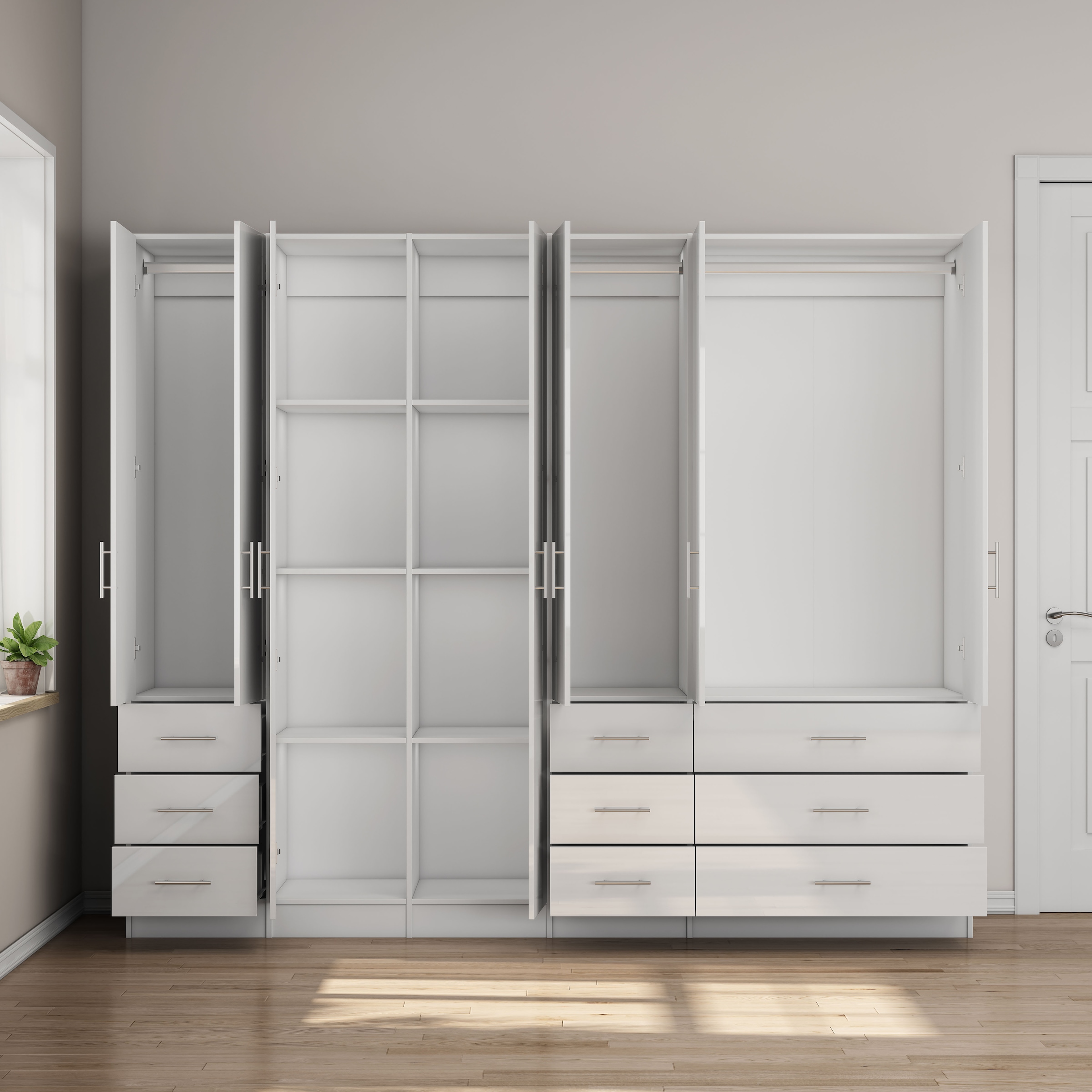 GOODproduct Kleiderschrank »Trento Schlafzimmerschrank Garderobe hochglanz« Schrank mit 6 Türen und 9 Schubladen, höchglänzende Fronten