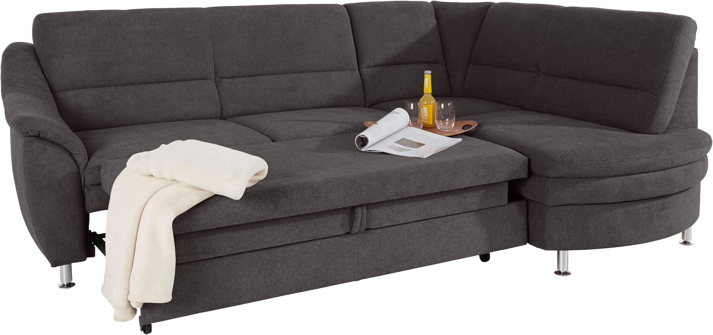 Places of Style Ecksofa »Cardoso L-Form«, Federkern, wahlweise mit Bett, Schubkasten