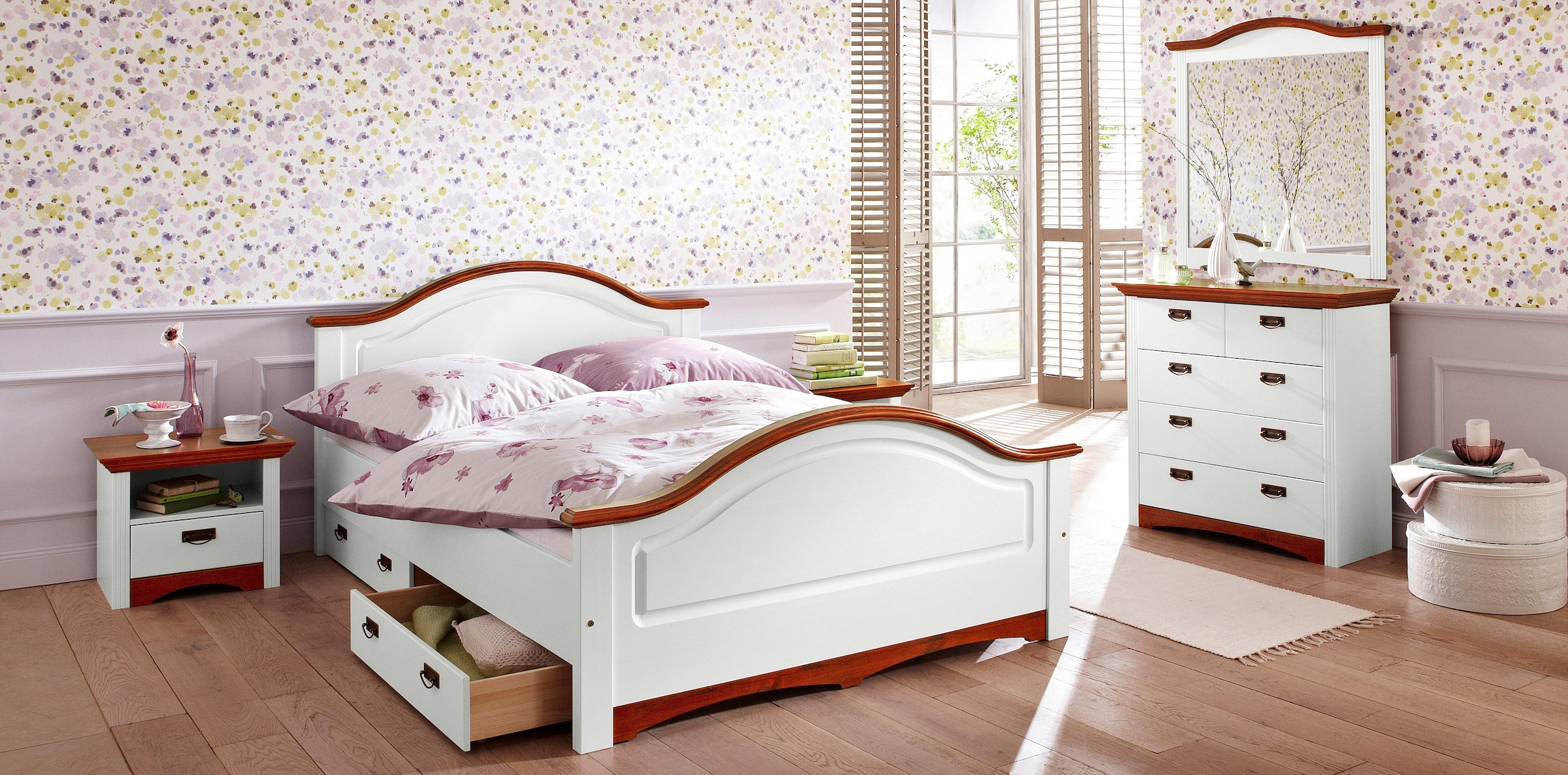 Home affaire Massivholzbett »Konrad, hohe Belastbarkeit! FSC® zertifiziertes Massivholz«, (Breite/Belastbarkeit 180cm/220 KG, 140cm/180 KG), aus massivem Kiefernholz, FSC®-zertifiziert, INKLUSIVE Rollrost