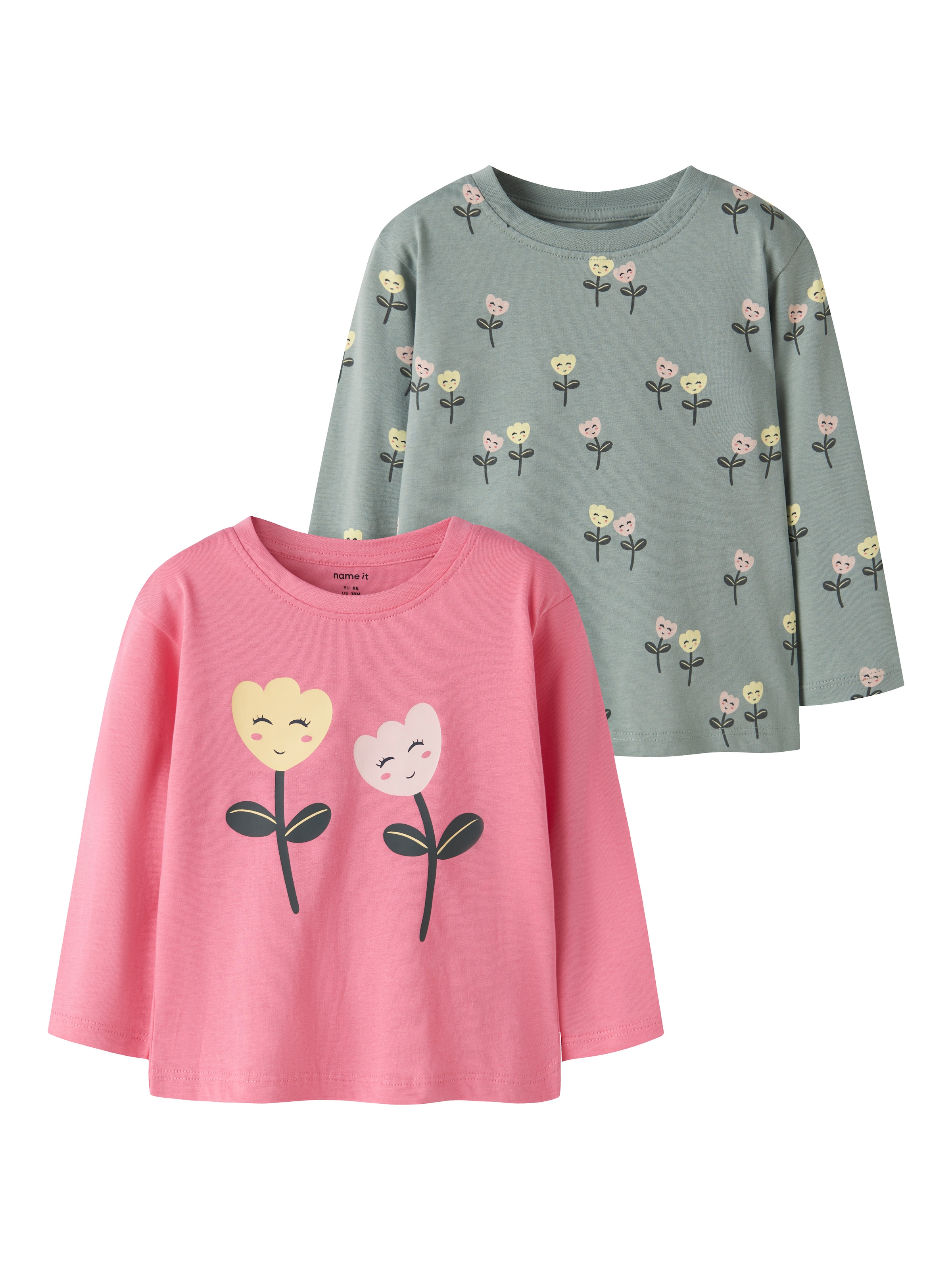 Image of Name It Langarmshirt "NMFVELDA 2P LS NREG TOP" Packung, 2 Baumwolle, regular fit