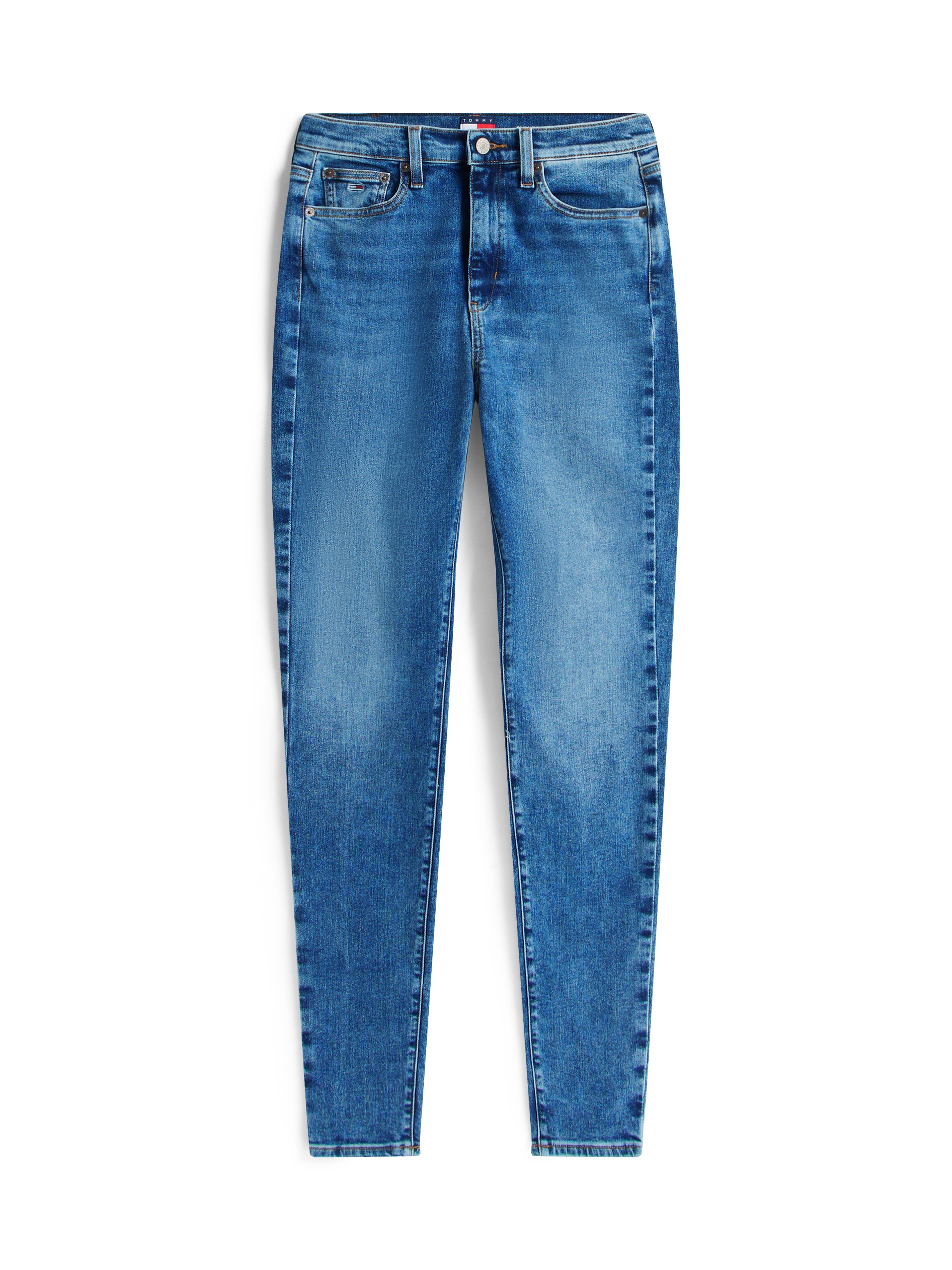 Tommy Jeans Bootcut-Jeans »SYLVIA HGH FLR«, Weite Beinform und Logo Stickerei auf der Gesässtasche