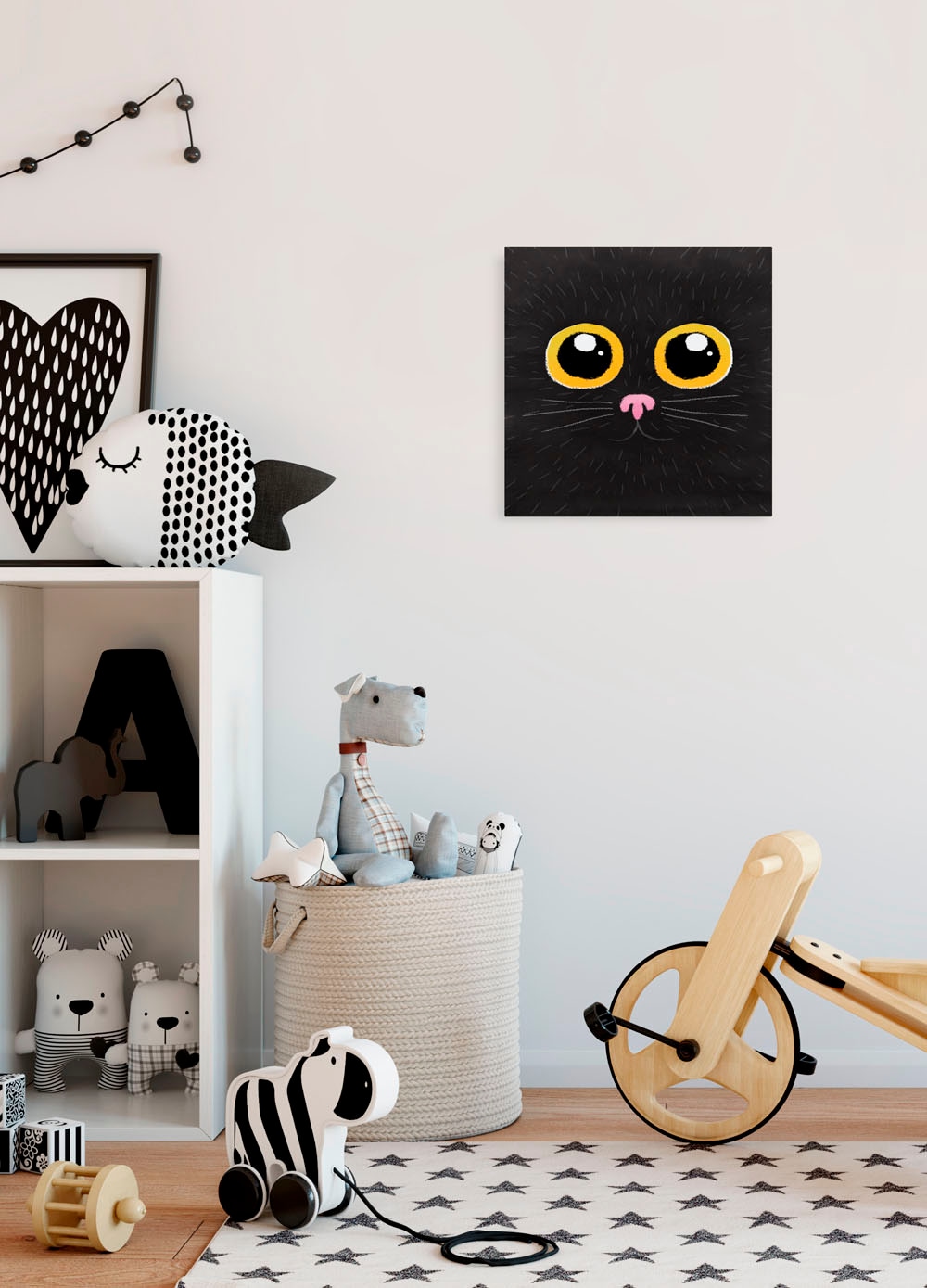 Image of Komar Leinwandbild "Black Cat - Grösse 30 x 30 cm" Natur 1 Stk. tlg. Keilrahmenbild mi Echtholzrahmen