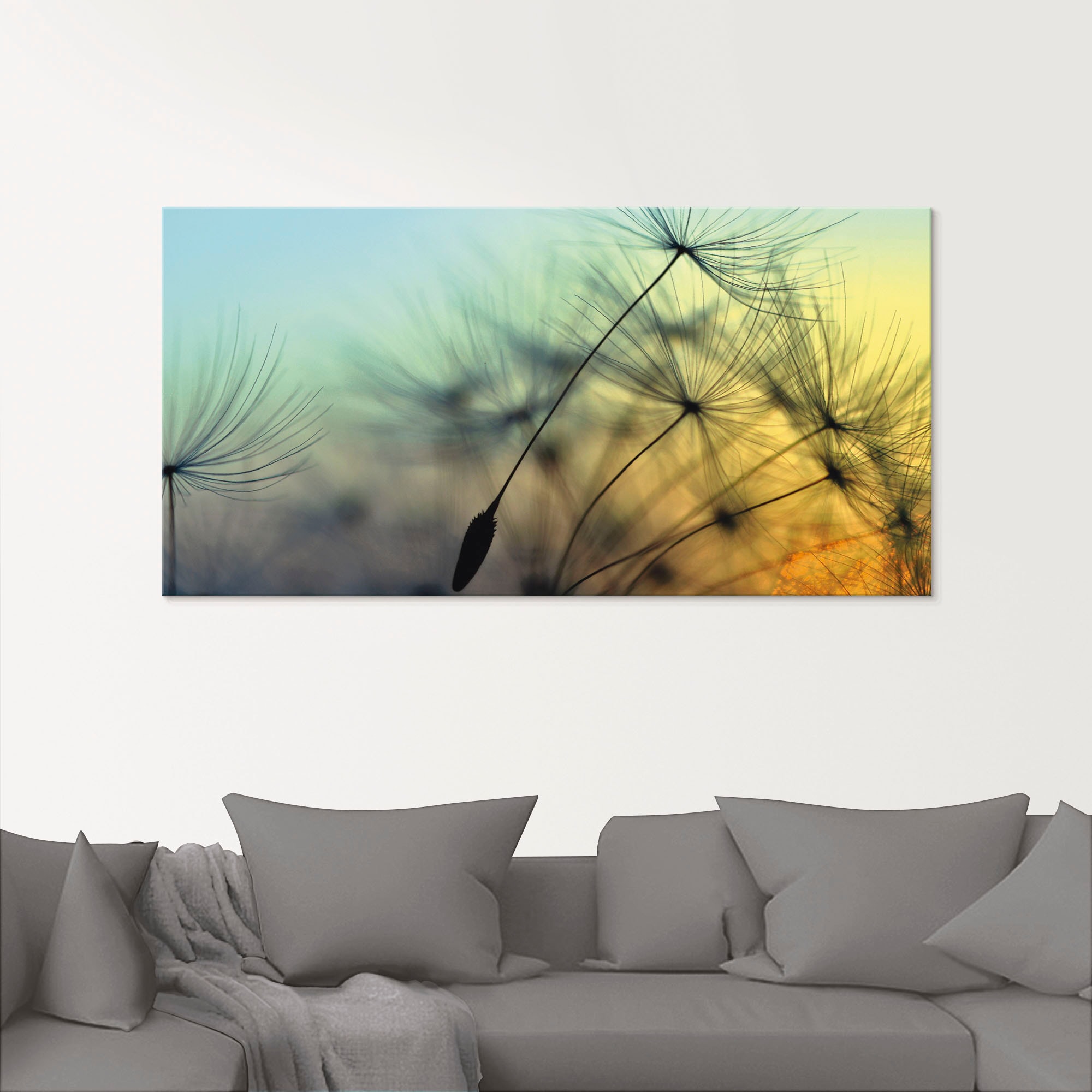 Artland Glasbild »Goldener Sonnenuntergang und Pusteblumen«, Blumen, (1 St.), in verschiedenen Grössen