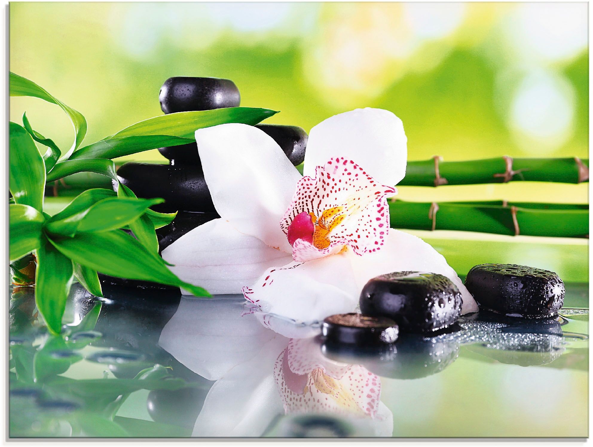 Image of Artland Glasbild "Spa Steine Bambus Zweige Orchidee" Zen 1 Stk. tlg. in verschiedenen Grössen