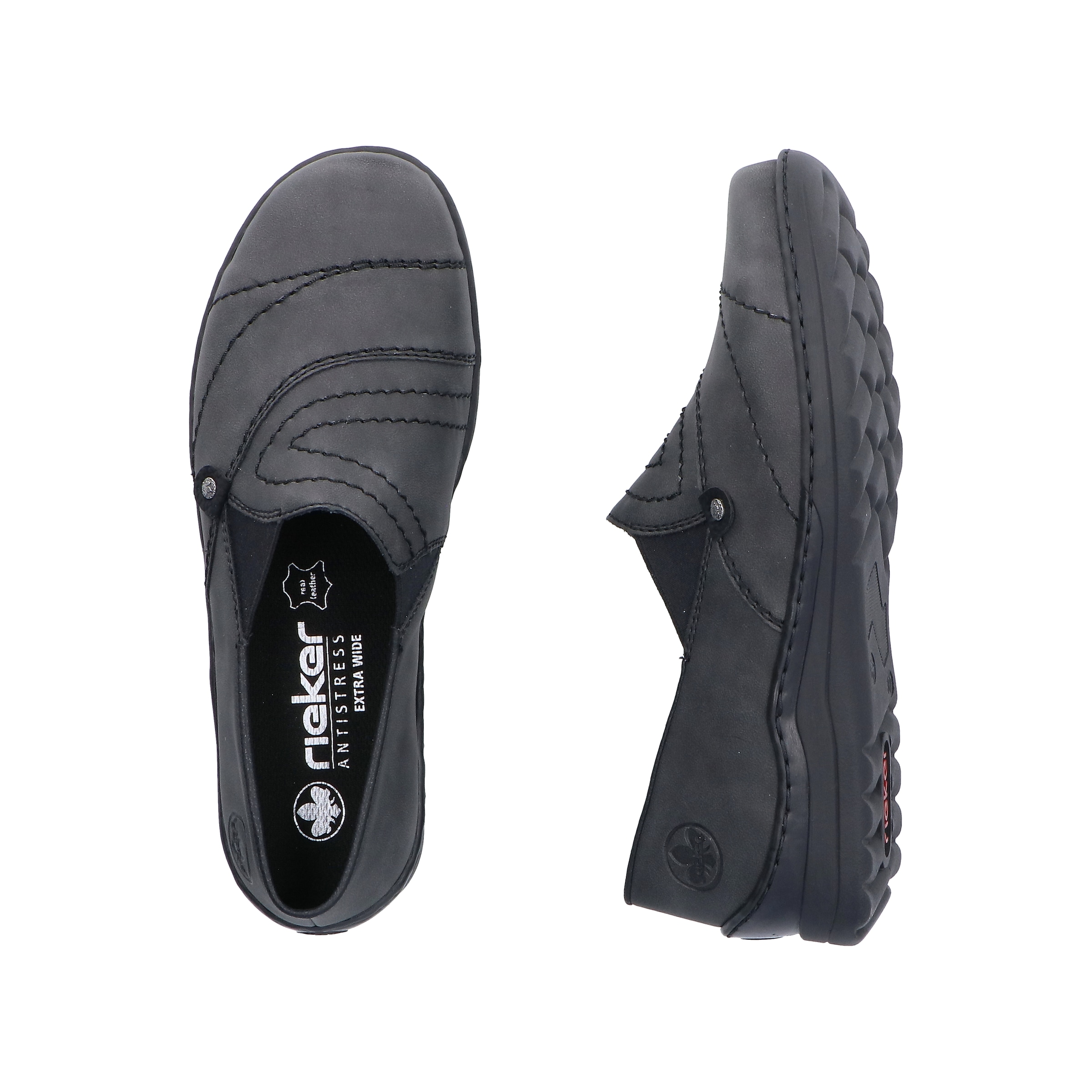 Rieker Slipper  demi-chaussure, chaussure à enfiler avec couture décorative et élastique