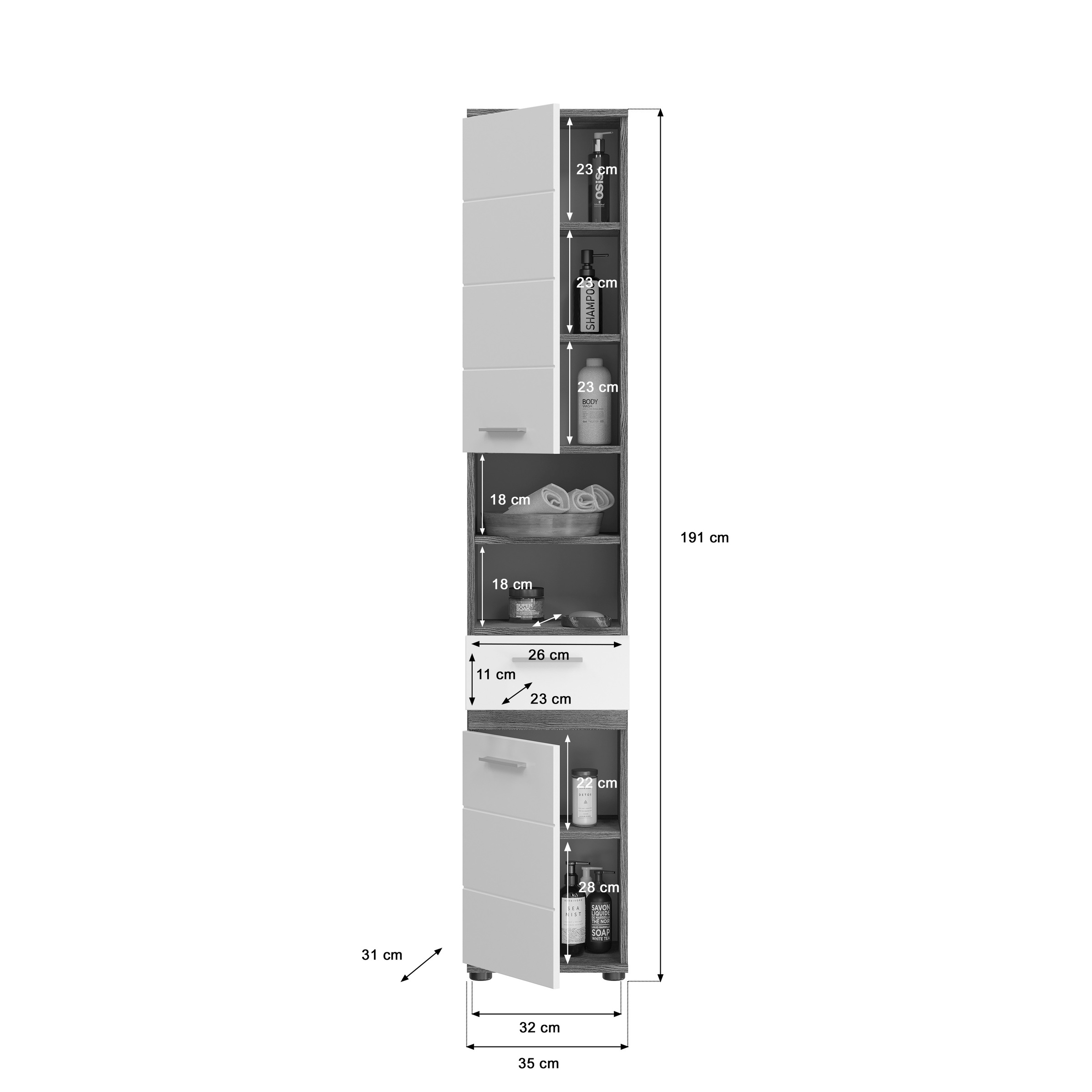 welltime Badmöbel-Set »LUCCA, 4-teilig, TOPSELLER!, MDF Hochglanzfront, bestehend aus:« Set, 4 Stk. tlg.