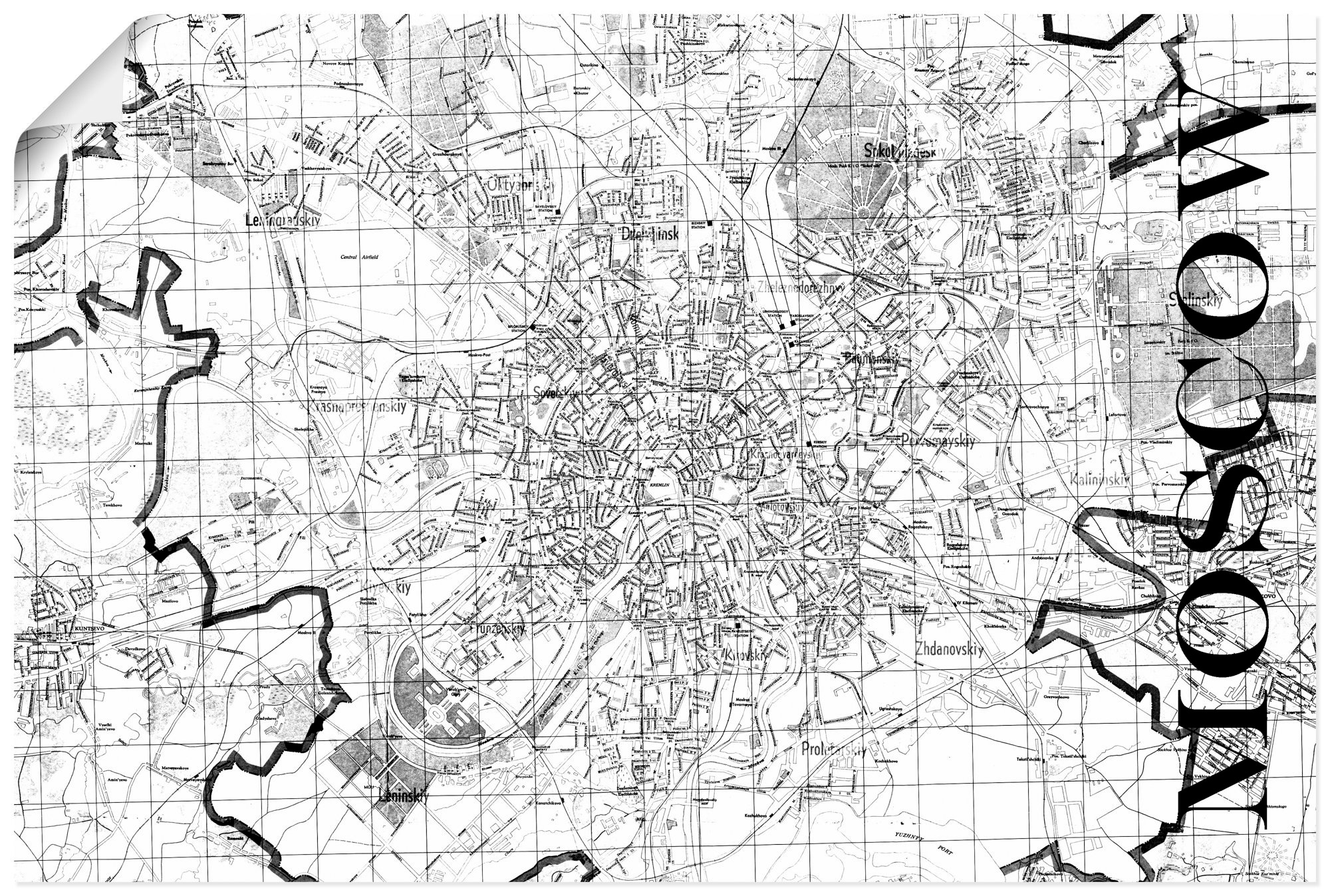 Image of Artland Wandbild »Moskau Karte Strassen Karte«, Russland, (1 St.), in vielen Grössen & Produktarten - Alubild / Outdoorbild für den Aussenbereich, Leinwandbild, Poster, Wandaufkleber / Wandtattoo auch für Badezimmer geeignet bei Ackermann Versand Schweiz