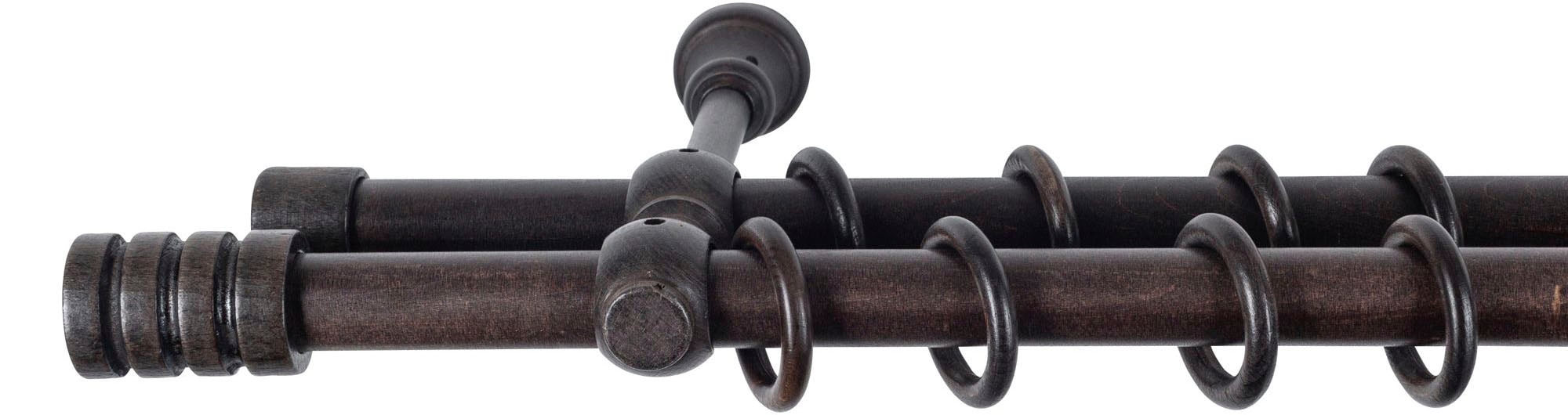 SN DECO GROUP Gardinenstange »Pisa« 2 läufig-läufig Fixmass 28 mm, Holz, verschiedene Längen und Farben, Komplettset