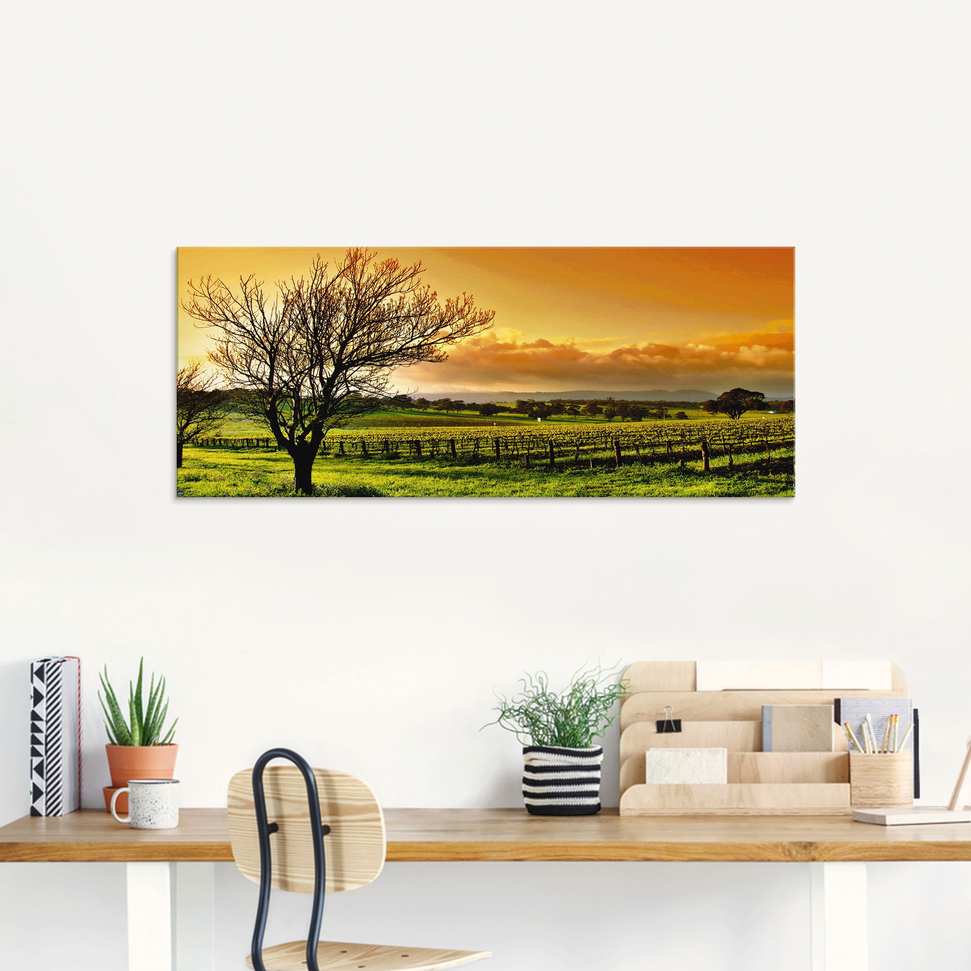 Artland Tableau en verre »Landschaft mit Weinbergen« 1 cuis tlg. in verschiedenen Grössen