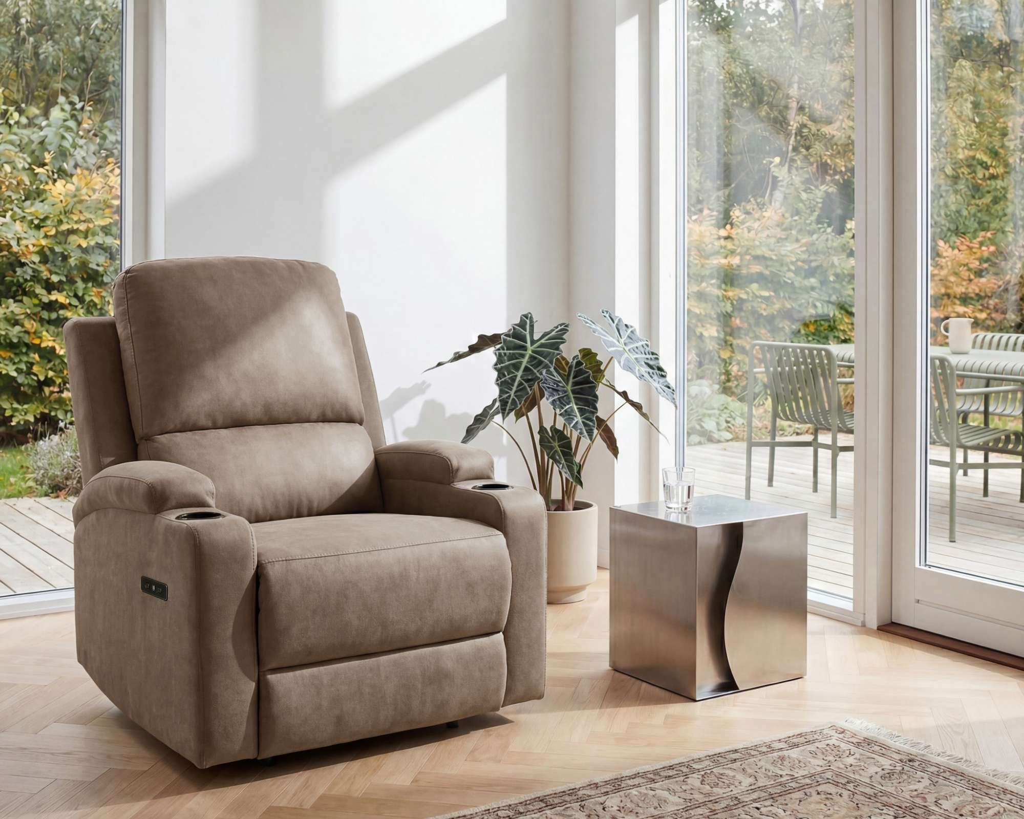 GOODproduct Fauteuil de relaxation »NAPORI Microfaser, Kinosessel, Multimedia-Sessel« Fauteuil TV avec fonction relaxation manuelle et électrique et porte-boisson
