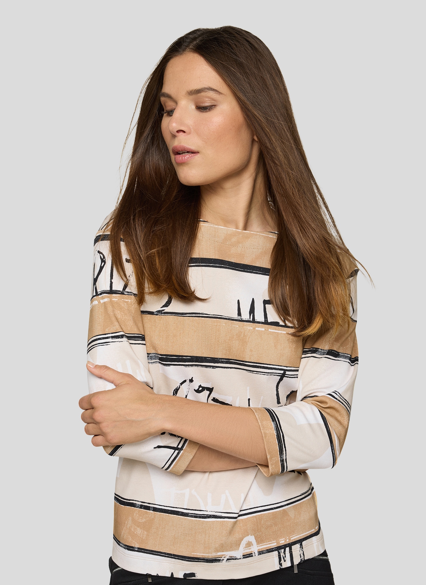 Rabe 3/4-Arm-Shirt mit All-Over Schriftzüge