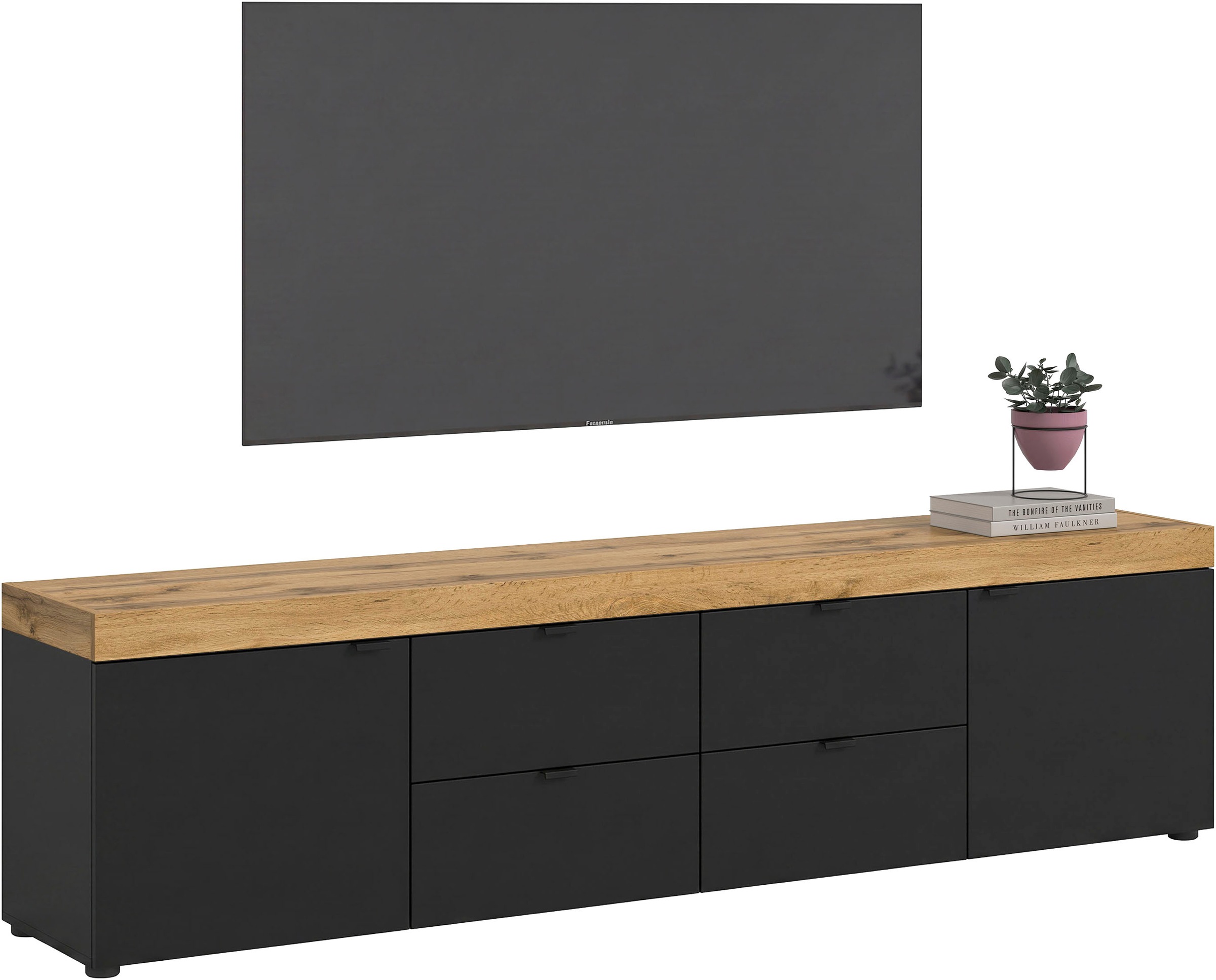 Image of GOODproduct Lowboard "MAMBO II, Breite 200 cm, 2 Türen, 4 Schubkästen, 4 Fächer" 1 Stk. tlg. Lowboard, TV Unterschrank, TV-Schrank, Wohnzimmer