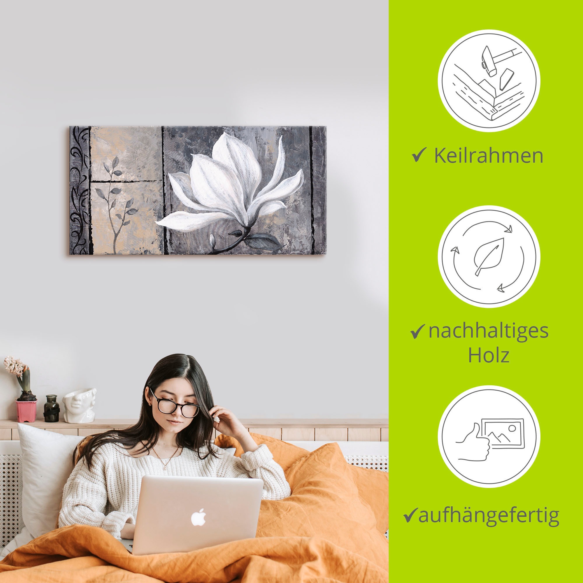 Artland Wandbild »Klassische Magnolie«, Blumen, (1 St.), als Alubild, Outdoorbild, Leinwandbild, Poster, Wandaufkleber