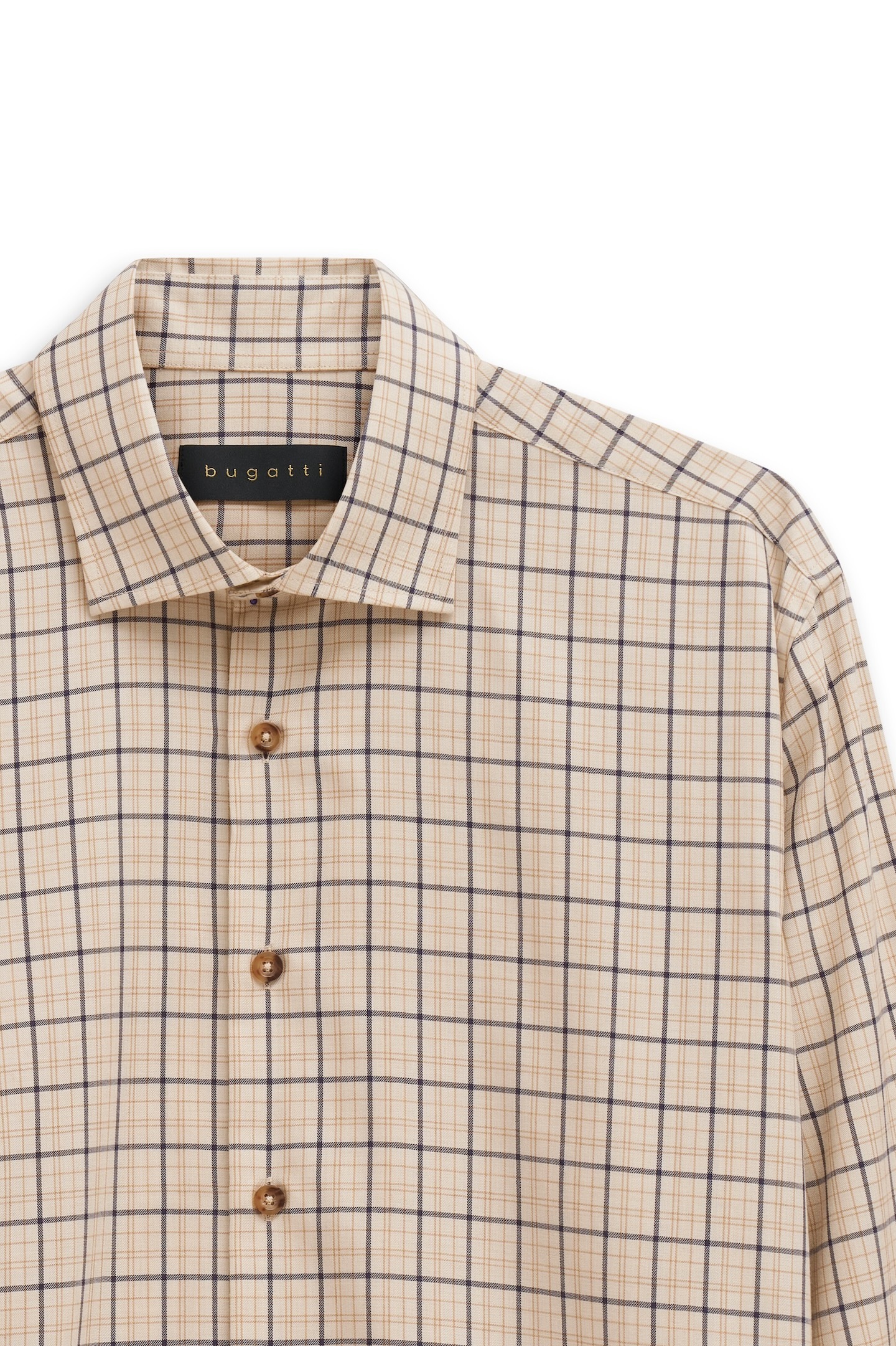 bugatti Chemise à manches longues »Modern Fit« kariert, Kent-Kragen, weicher Materialmix
