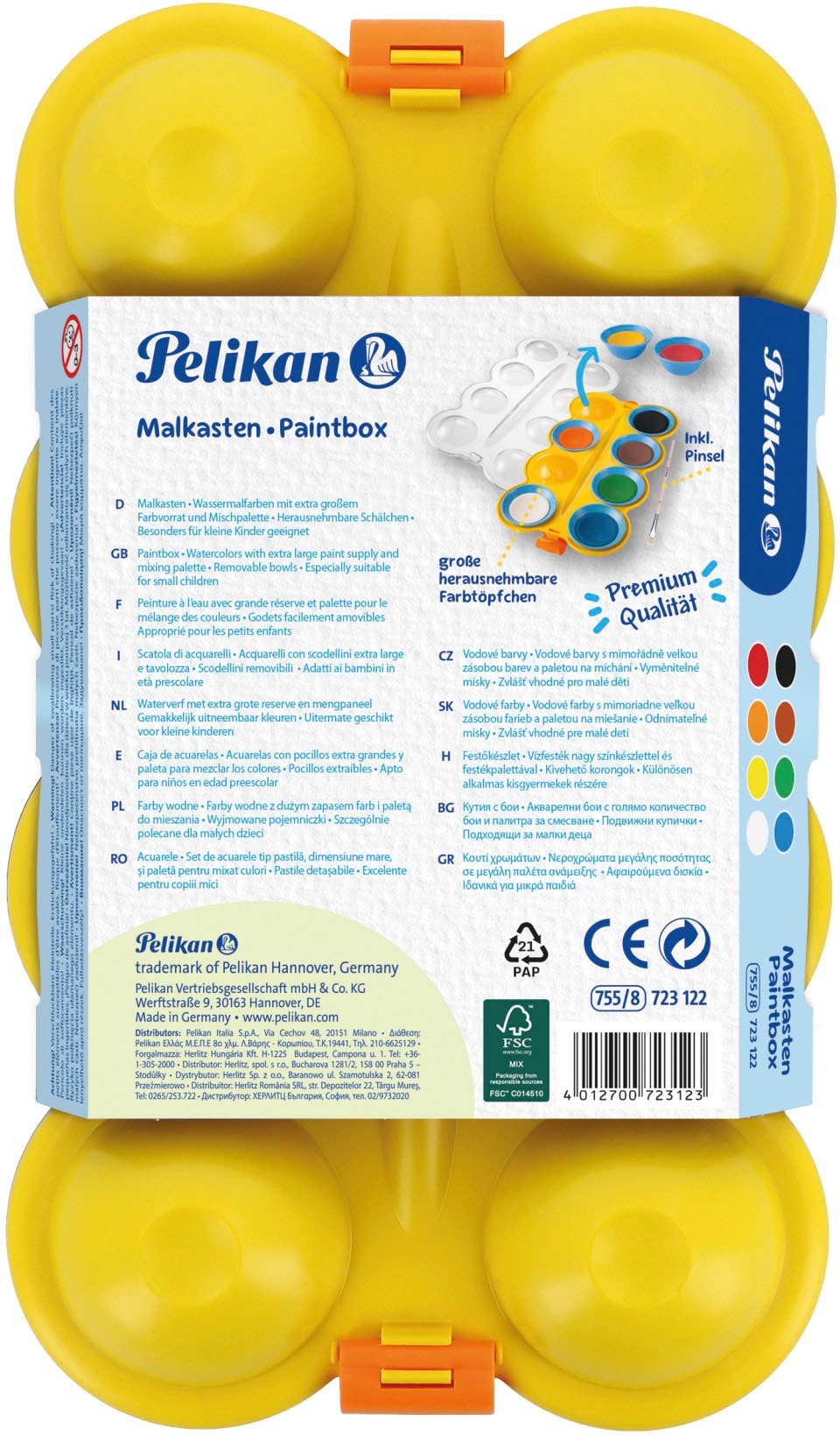 Pelikan Farbkasten »Farbkasten für Kinder, 8 Farben«, inklusive Pinsel; Made in Germany