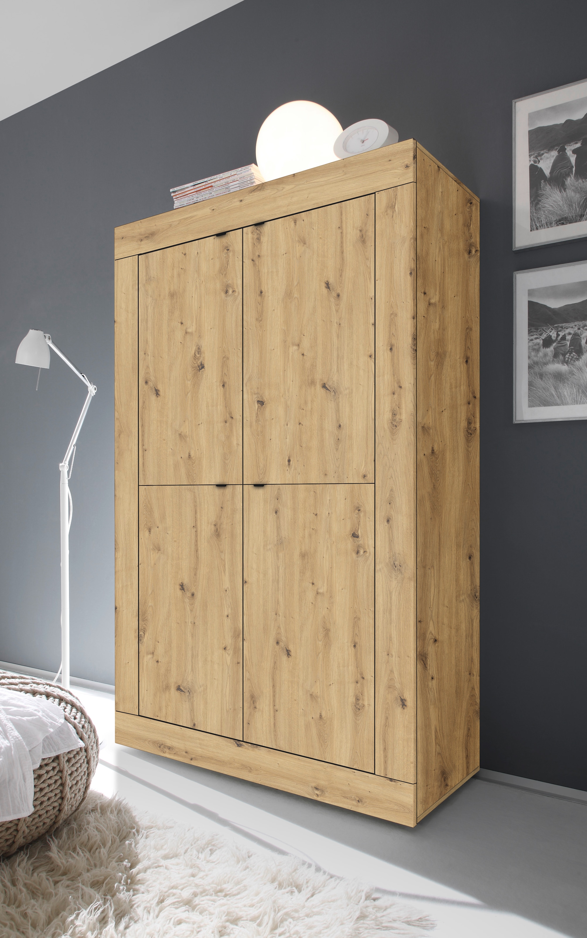 Image of Home affaire Highboard "Basic Höhe 162 cm, Breite 102 cm, Kommode 4 Türen, Hochkommode" Metallgriff, moderne Rahmenoptik, viel Stauraum, Farbauswahl