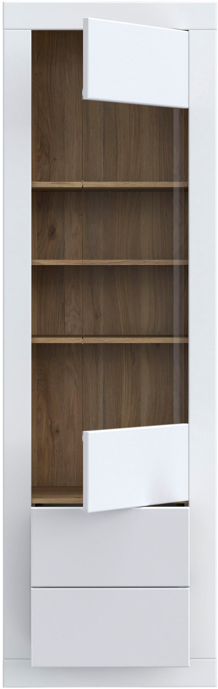 FORTE Vitrine »Lefkadas, Breite 61,3cm , Höhe 196 cm« Vitrine, grifflose Front, breite Rahmenoptik, Tür mit Glaseinsatz
