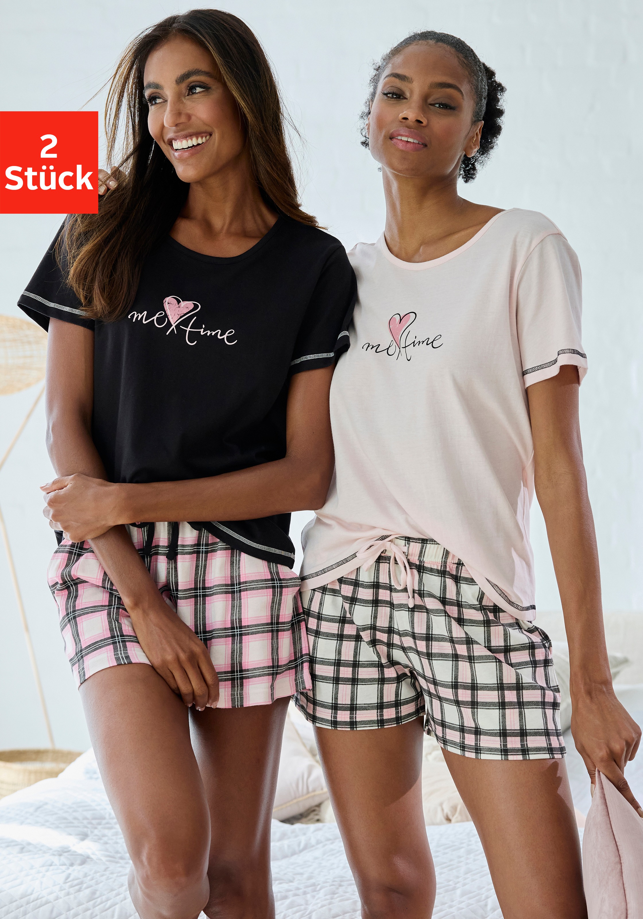 Image of Vivance Dreams Shorty Packung, 2 Stück, 4 im Doppelpack mit Karomuster