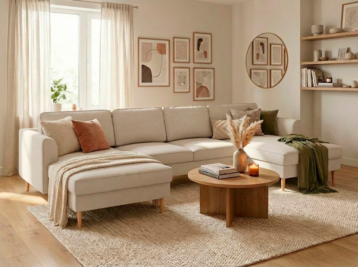 Image of Home affaire "Booster, whlw. mit Schlaffunktion & Bettkasten, Fuss Buche lackiert" Sofa in U-Form, Breite 305 cm, in Cord oder Struktur