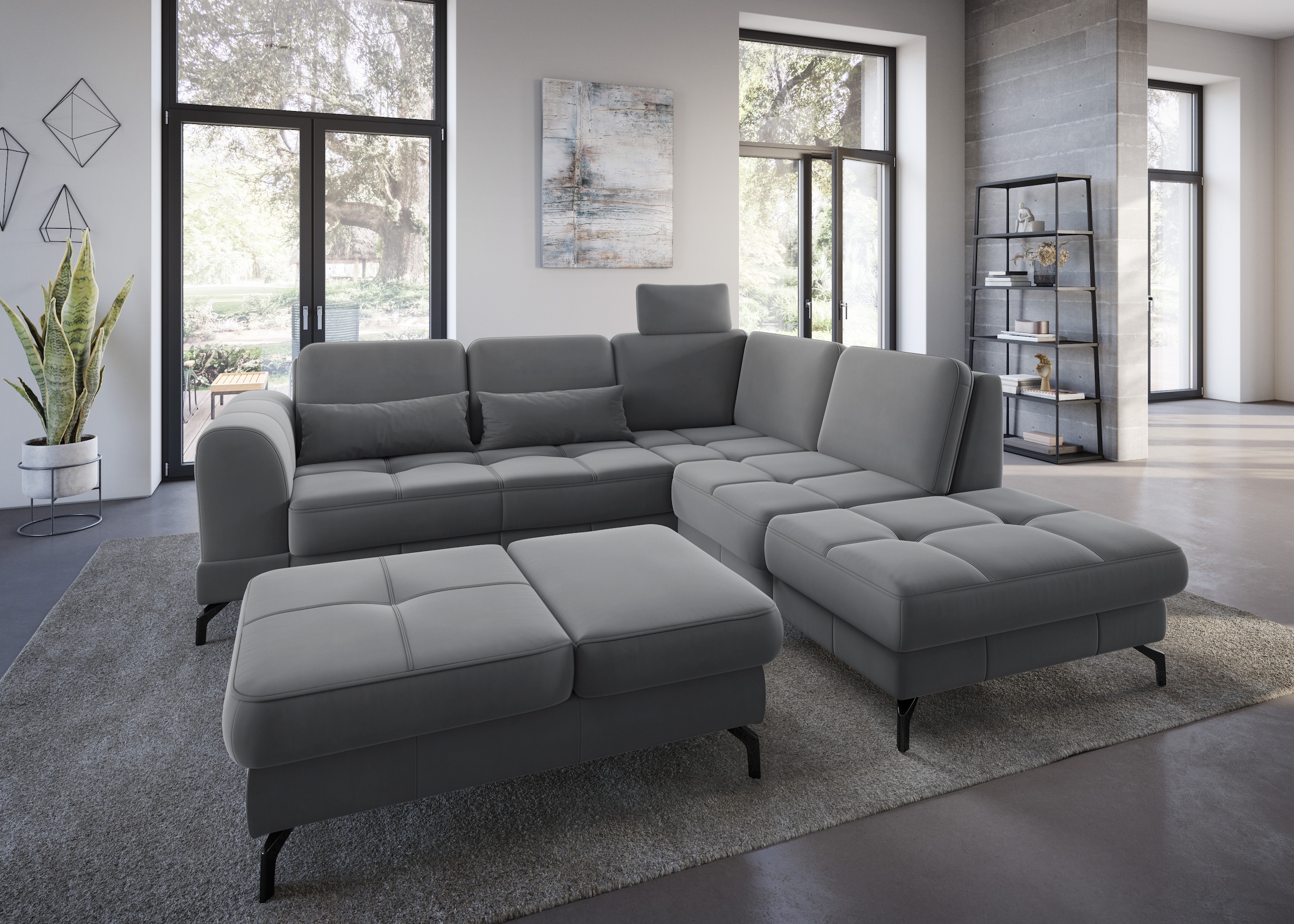 sit&more Ecksofa »Bendigo L-Form« inklusive Sitztiefenverstellung, Bodenfreiheit 12 cm, in 2 Fussfarben