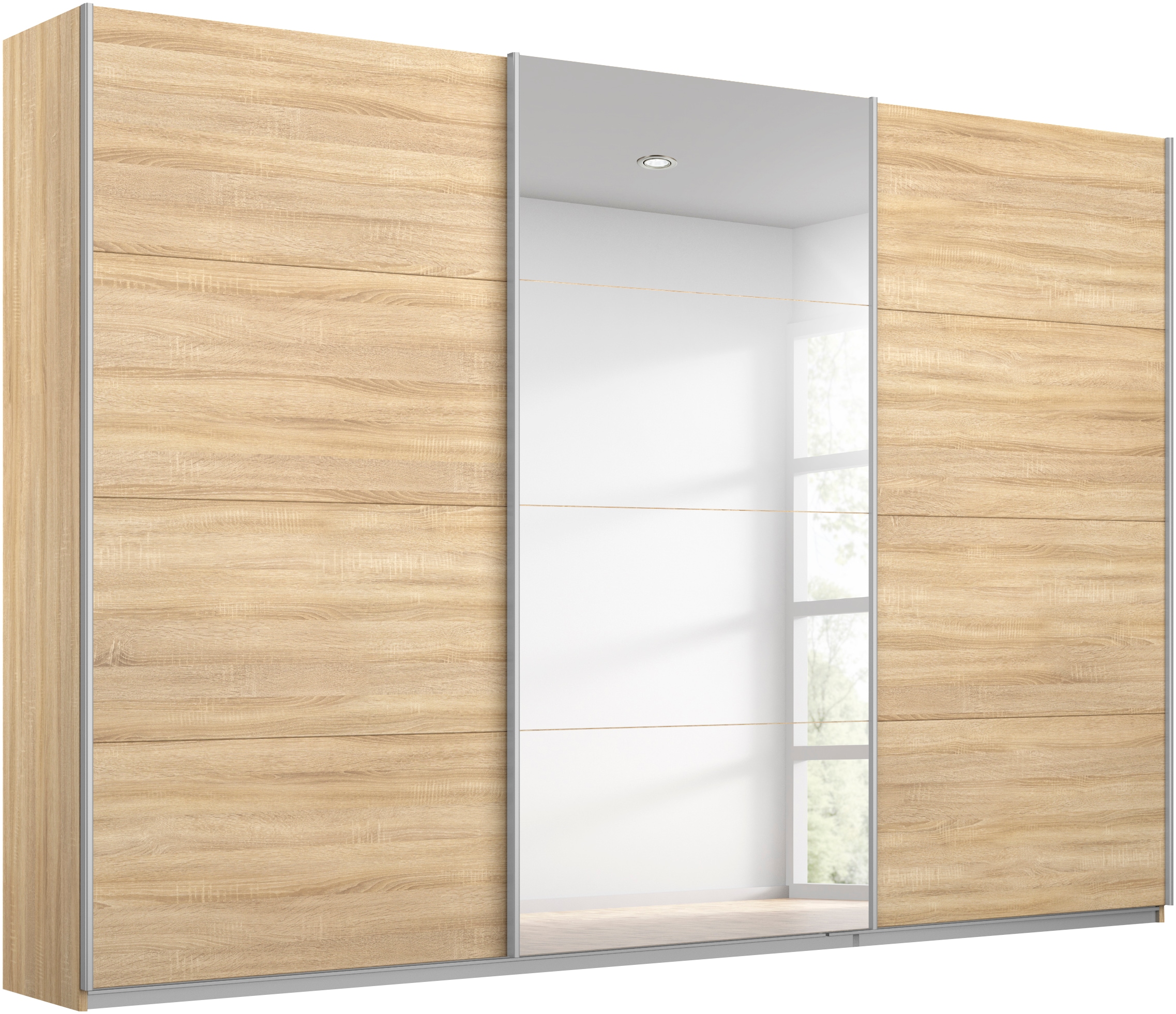 Image of rauch Schwebetürenschrank "Kleiderschrank Schrank Garderobe Wäscheschrank Ankleide KULMBACH" Breite 271 cm, in 2 Höhen erhältlich, mit Metallgriffleisten MADE IN GERMANY