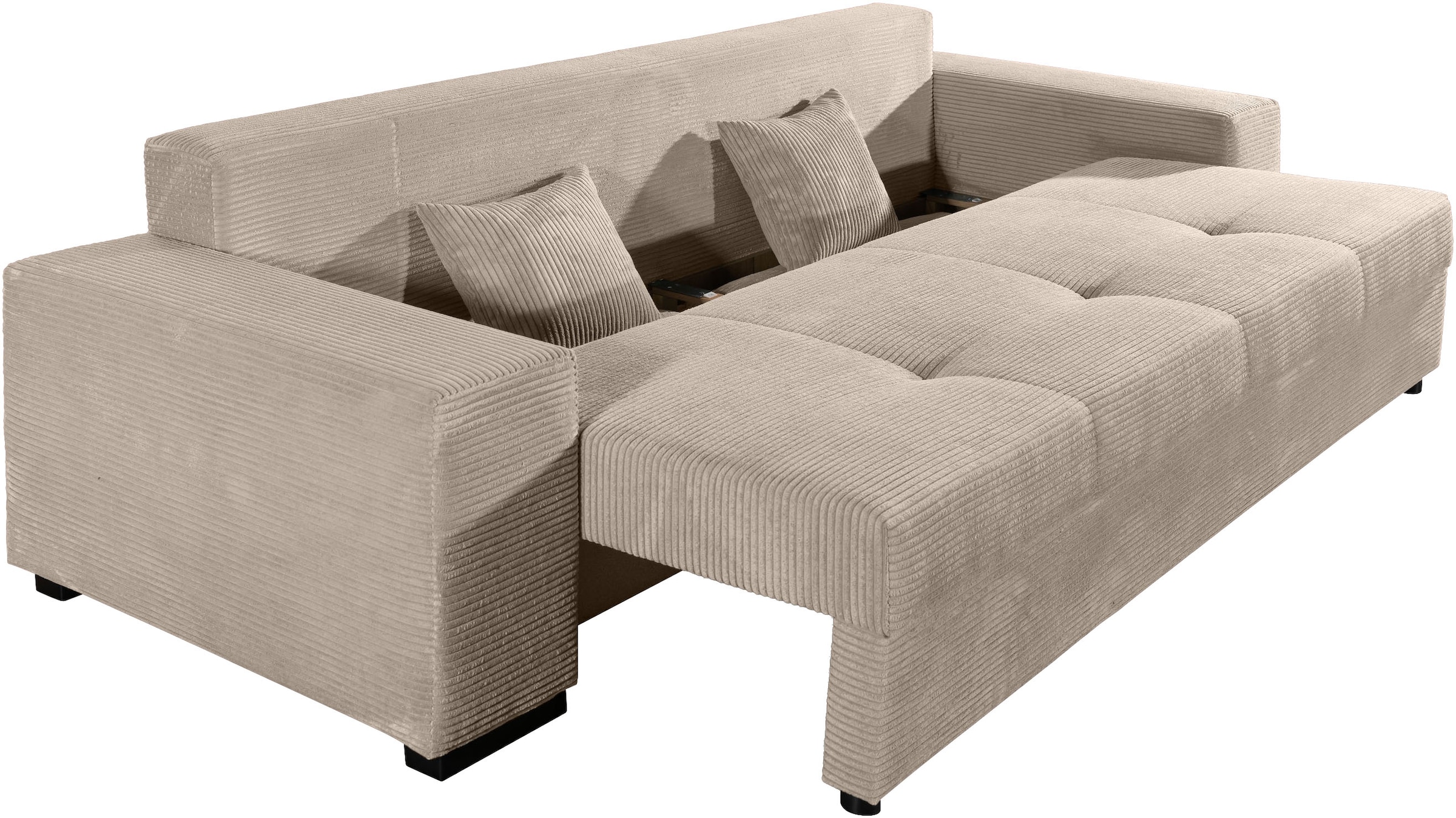 COLLECTION AB Schlafsofa »Kreta, B: 248 cm, Liegefl. 137x195 cm« Schlaffunktion, Bettkasten & 2 Zierkissen, optional mit Topper