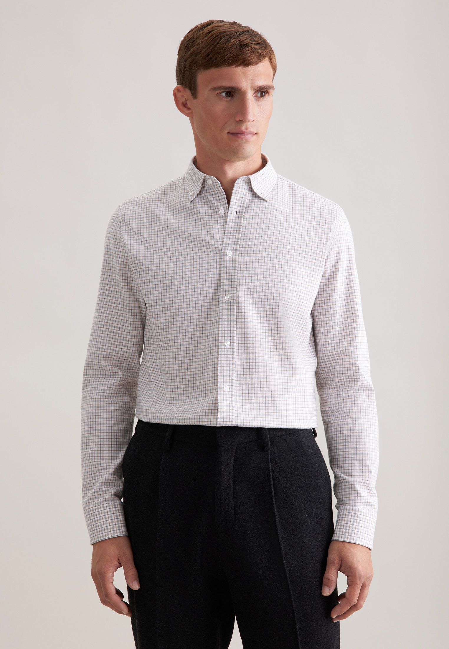 Image of seidensticker Flanellhemd "Schwarze Rose" Slim 1/1 Button-Down-Kragen Karo