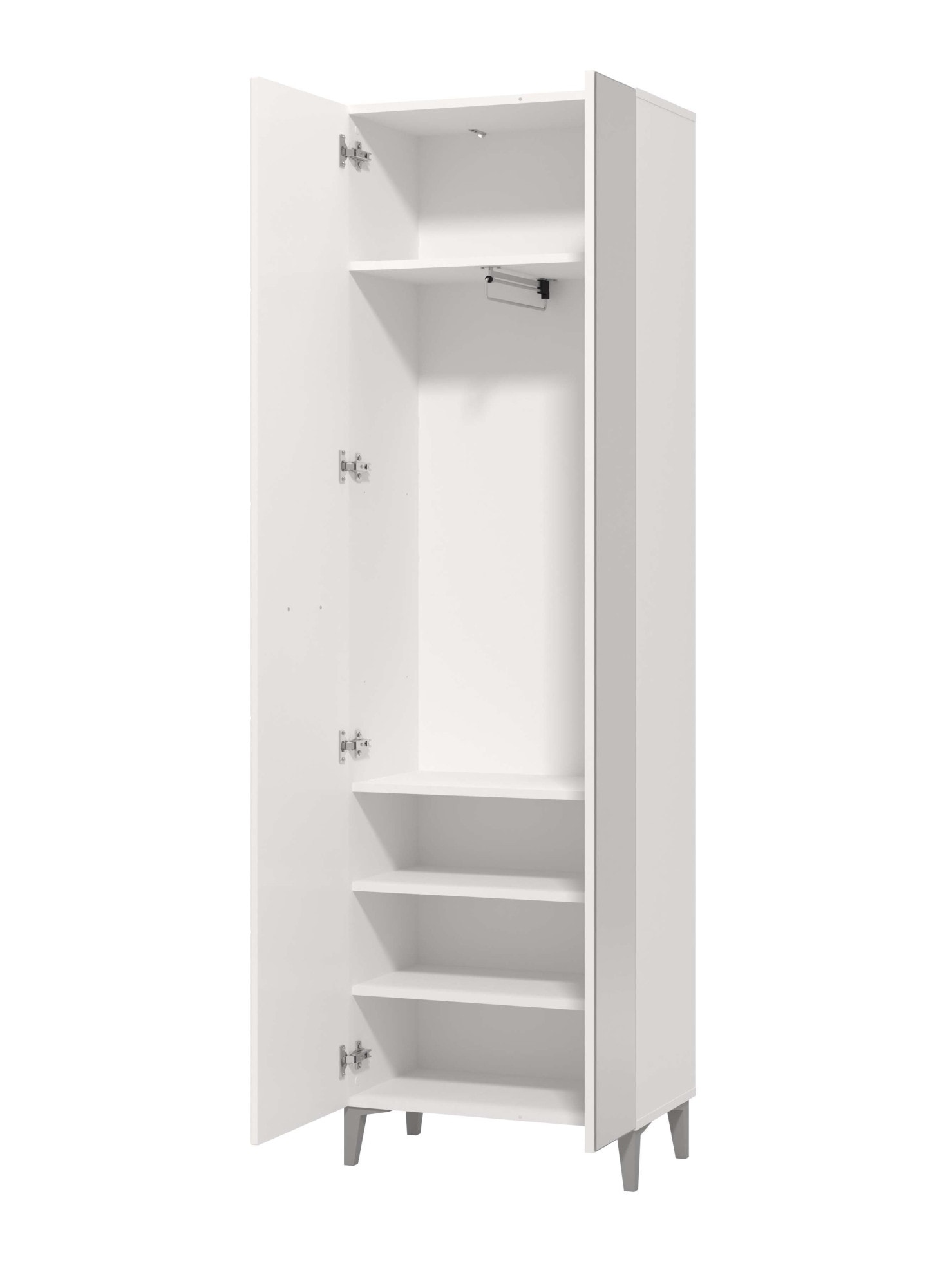 INOSIGN Garderobenschrank »Belfort, Kleiderschrank, Stauraumschrank, Flurschrank, Höhe 195 cm«, in Opaque Weiss mit MDF-beschichtet Fronten, mit Spiegel