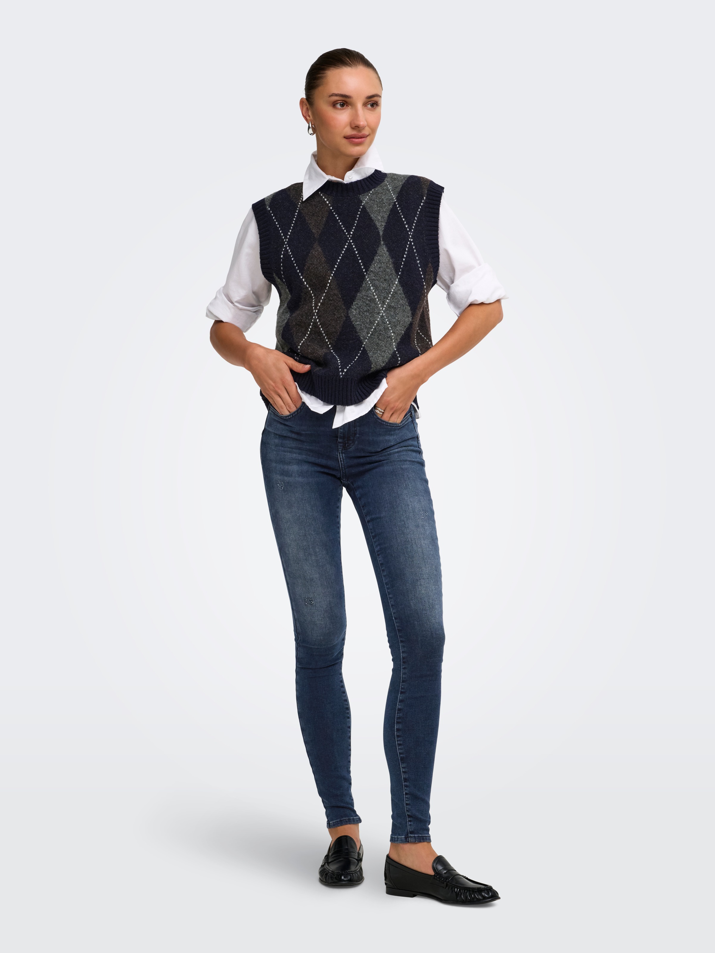 ONLY Pullunder »ONLRHOMBUS HARLEQUIN VEST KNT NOOS« Materialmix, regular fit