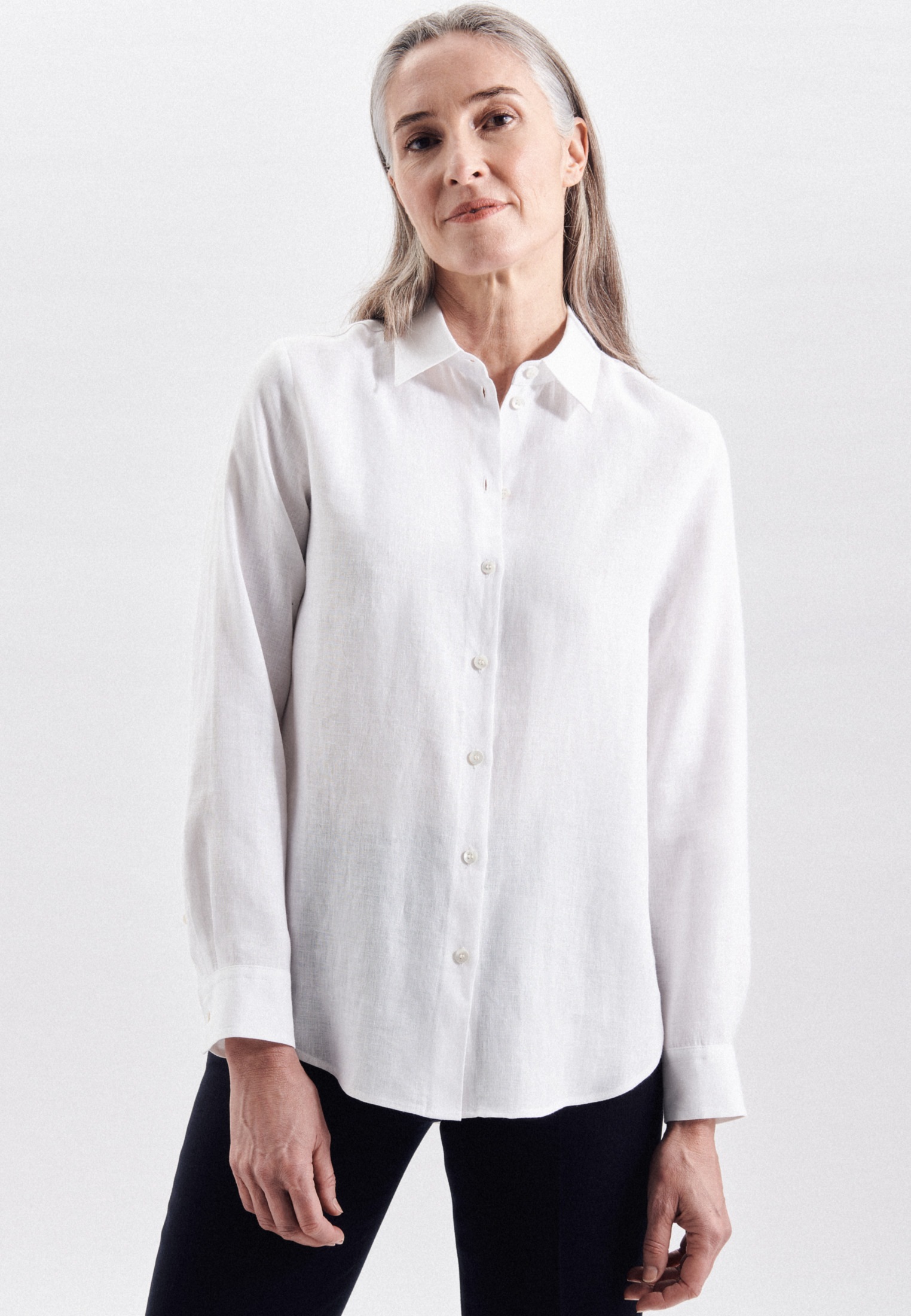 Image of seidensticker Hemdbluse »Schwarze Rose«, Langarm Kragen Garnfärber bei Ackermann Versand Schweiz