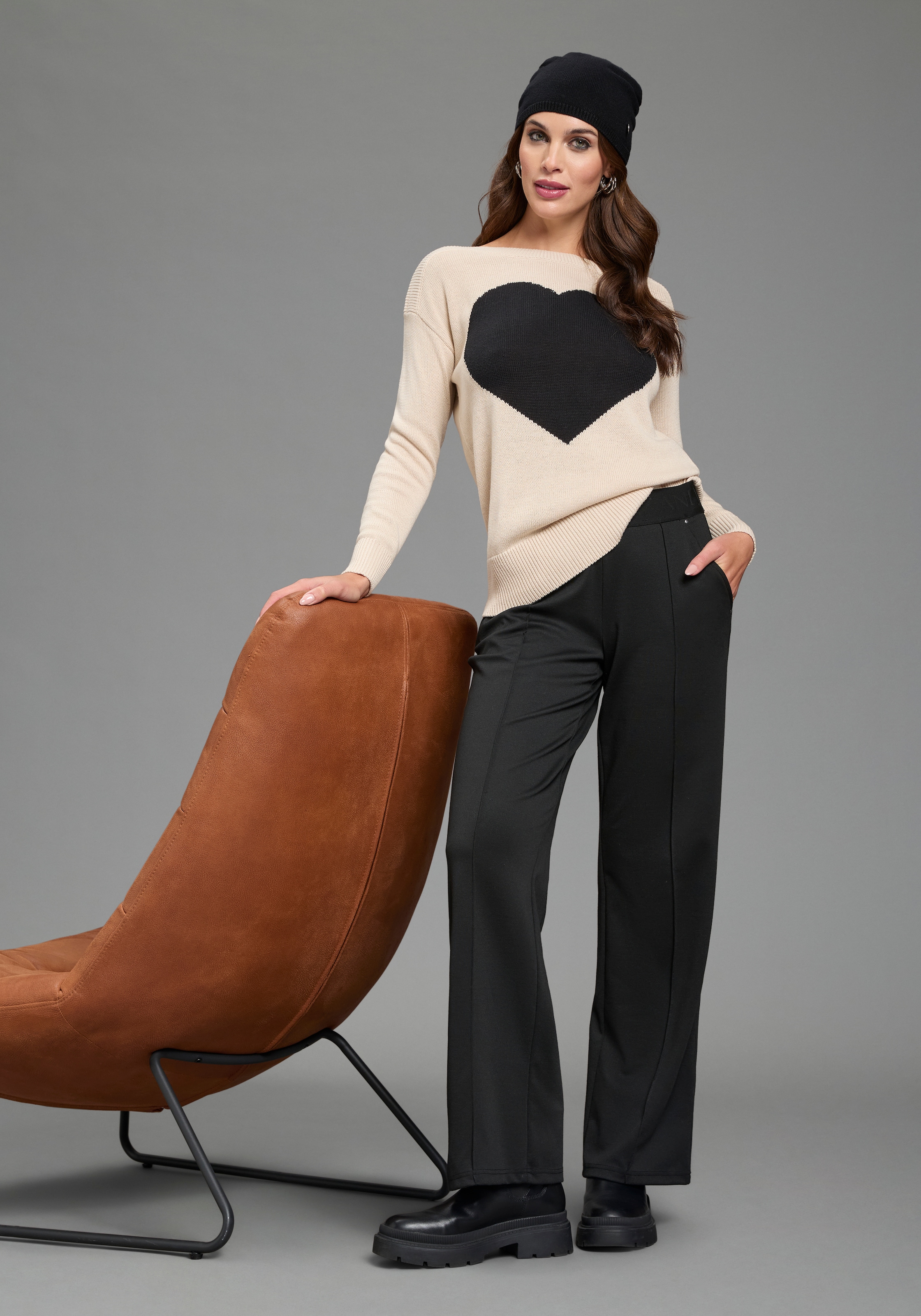 Laura Scott Pull en tricot avec motif tricot cœur