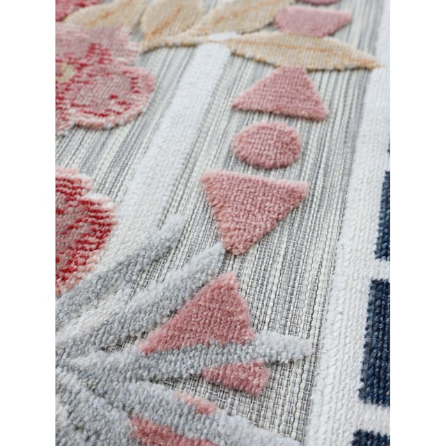 carpetfine Teppich »Deja 101«, rechteckig, robustes Flachgewebe, Motiv- Floral  Palmenblätter, Hoch-Tief Effekt maintenant