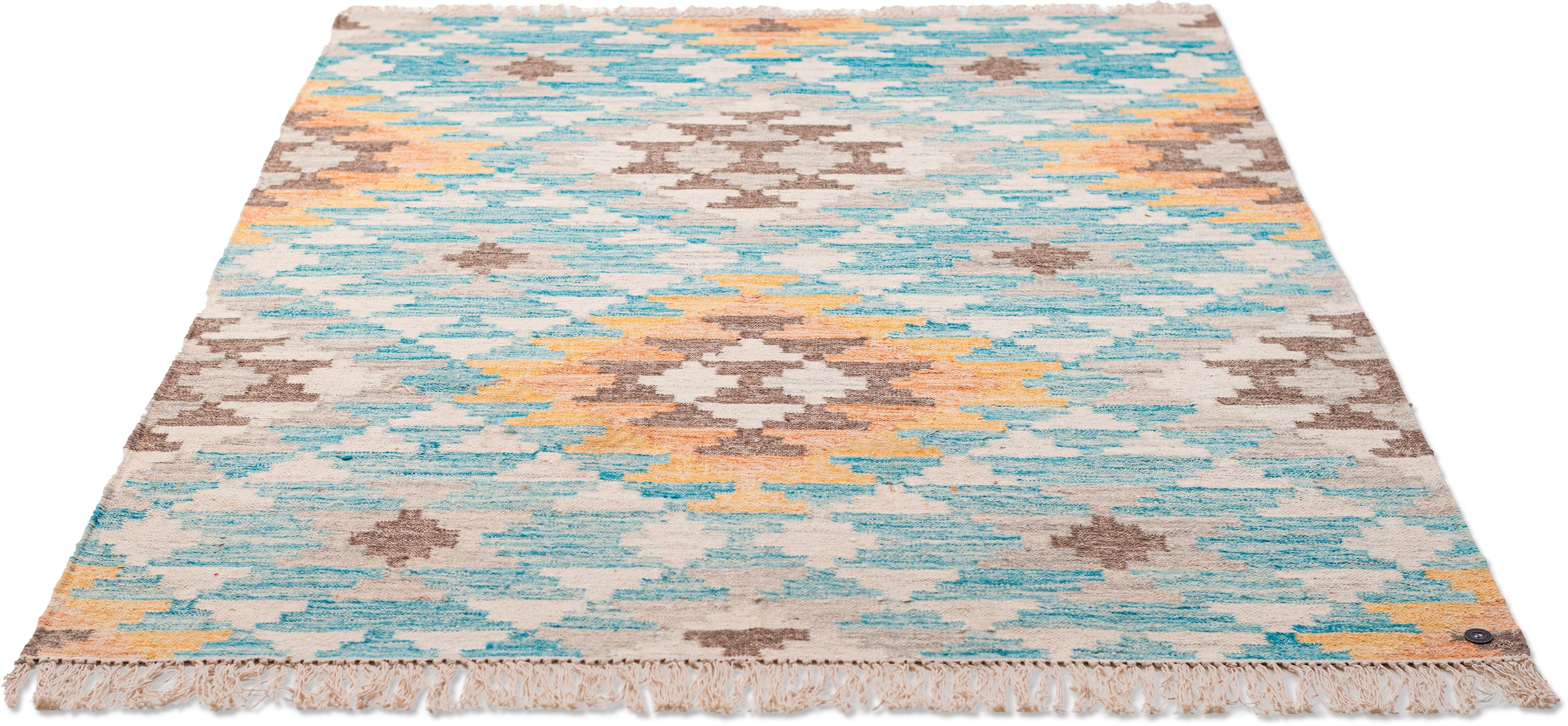 Image of TOM TAILOR HOME Teppich "Check Kelim" rechteckig 5 mm Höhe handgewebt, mit Fransen, Boho-Style