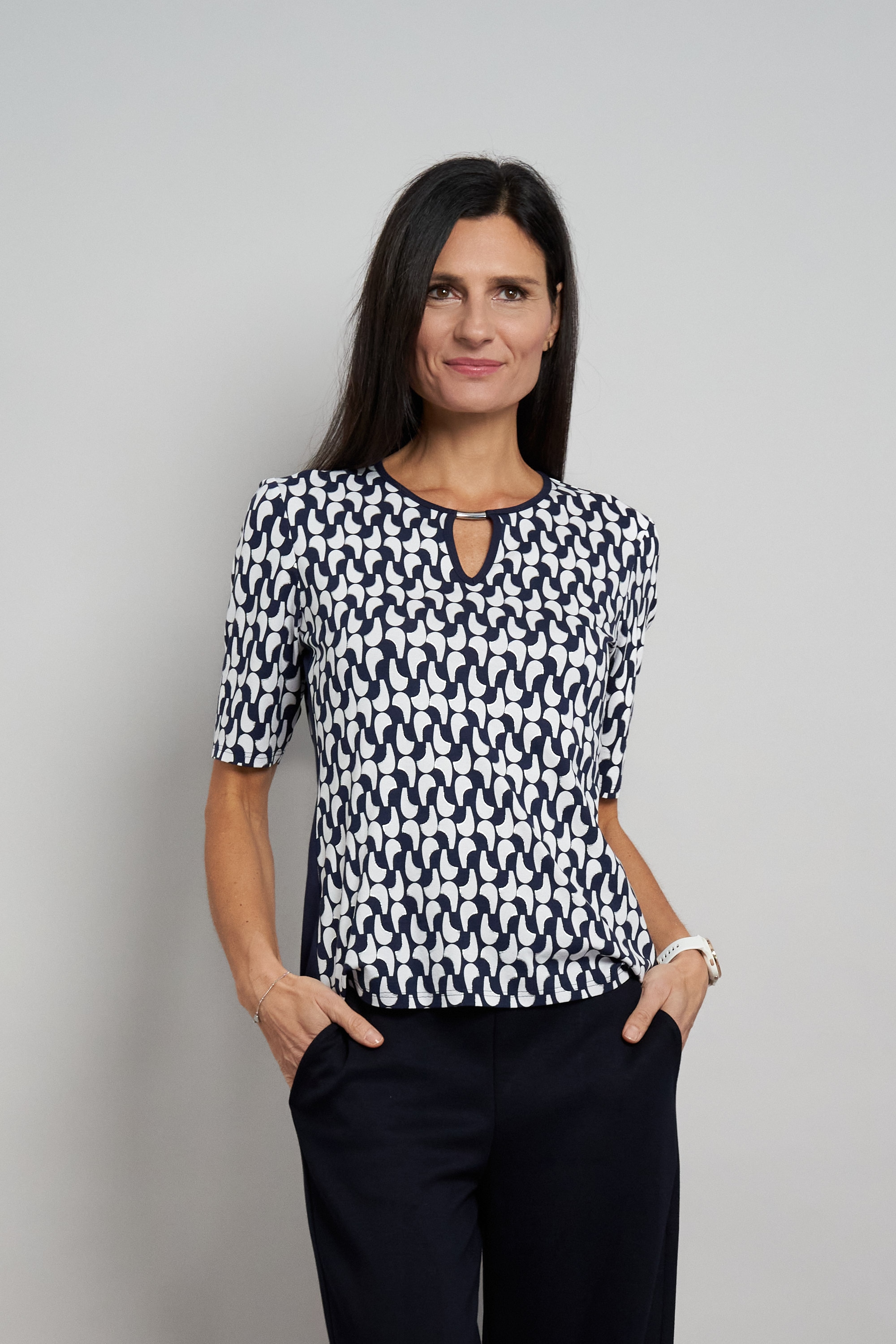 Image of Seidel Moden Rundhalsshirt mit grafischem Muster - MADE IN GERMANY