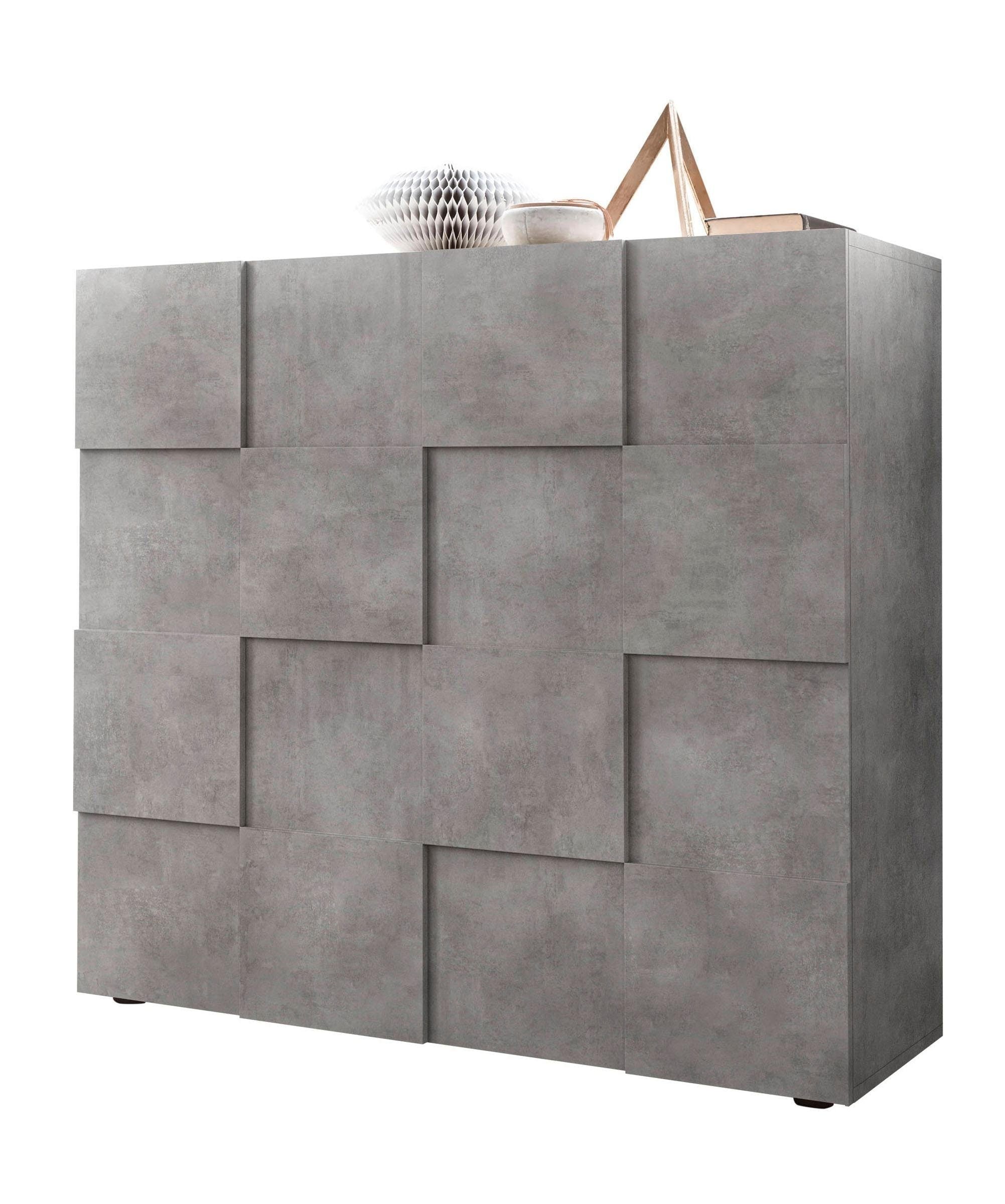 Image of Home affaire Highboard "Dama Höhe 111 cm, Breite 121 cm, Kommode 2 Türen, Hochkommode" Front in 3D-Optik, viel Stauraum, verschiedene Farben