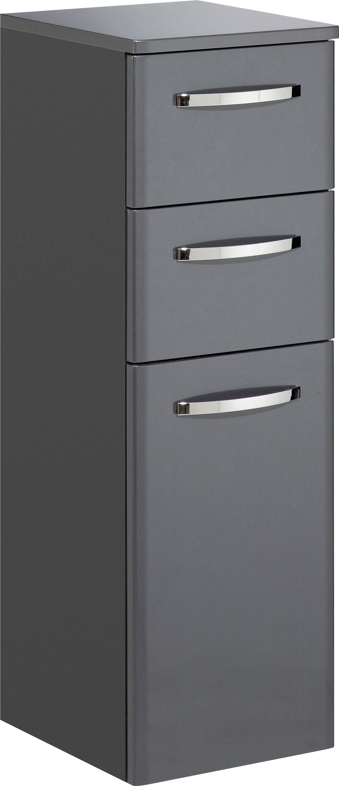 Image of Saphir Unterschrank "Quickset 327 Badschrank, 1 Tür, 2 Schubladen, 30 cm breit" Badezimmer-Unterschrank inkl. Türdämpfer, Griffe in Chrom Glanz