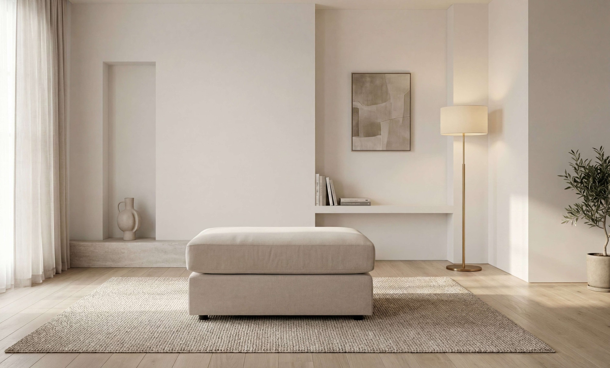 GOODproduct Tabouret rembourré »Nivette, weiches Chenille« 95x65 cm, eine tolle Ergänzung zum Sofa