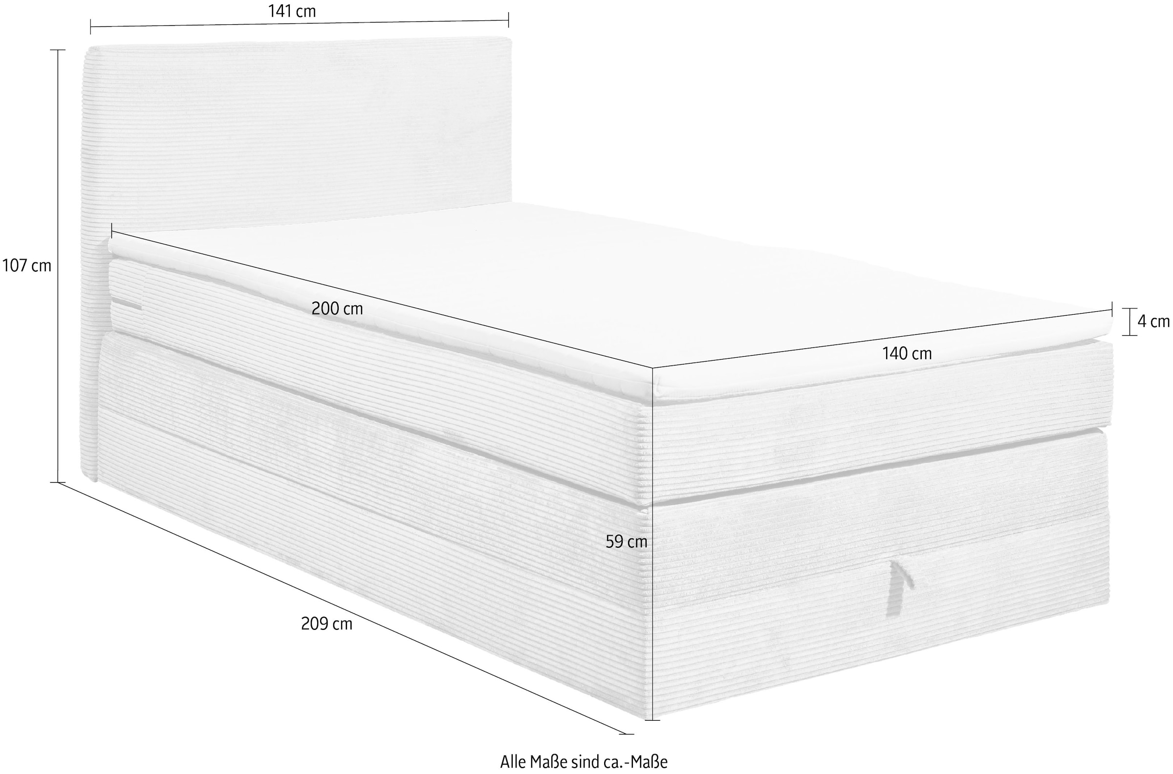 ED EXCITING DESIGN Boxspringbett »Luzern«, inkl. Bettkasten