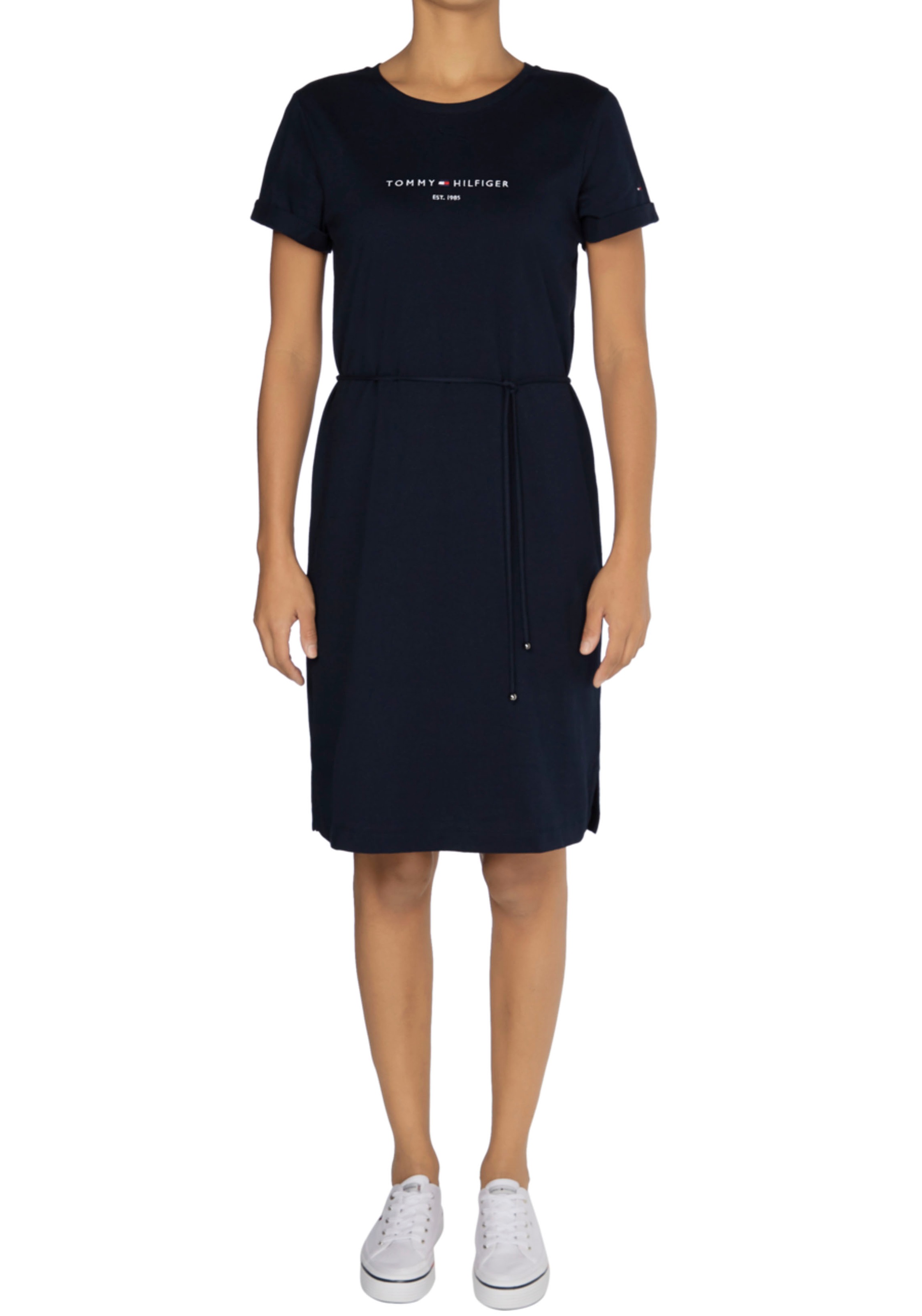 Image of Tommy Hilfiger Jerseykleid »TH ESS HILFIGER REG C-NK DRS SS«, mit Kordel & Tommy Hilfiger Logo-Schriftzug bei Ackermann Versand Schweiz