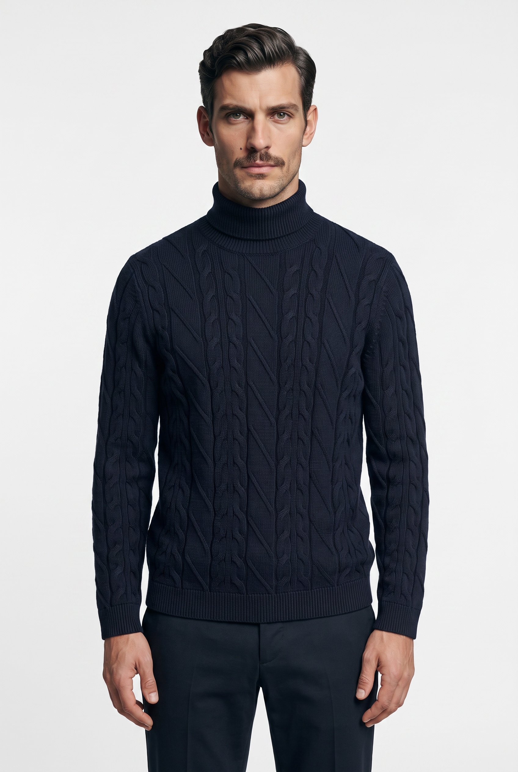 Image of OLYMP Rollkragenpullover "Casual" regular fit, mit Wollanteil, Zopfmuster
