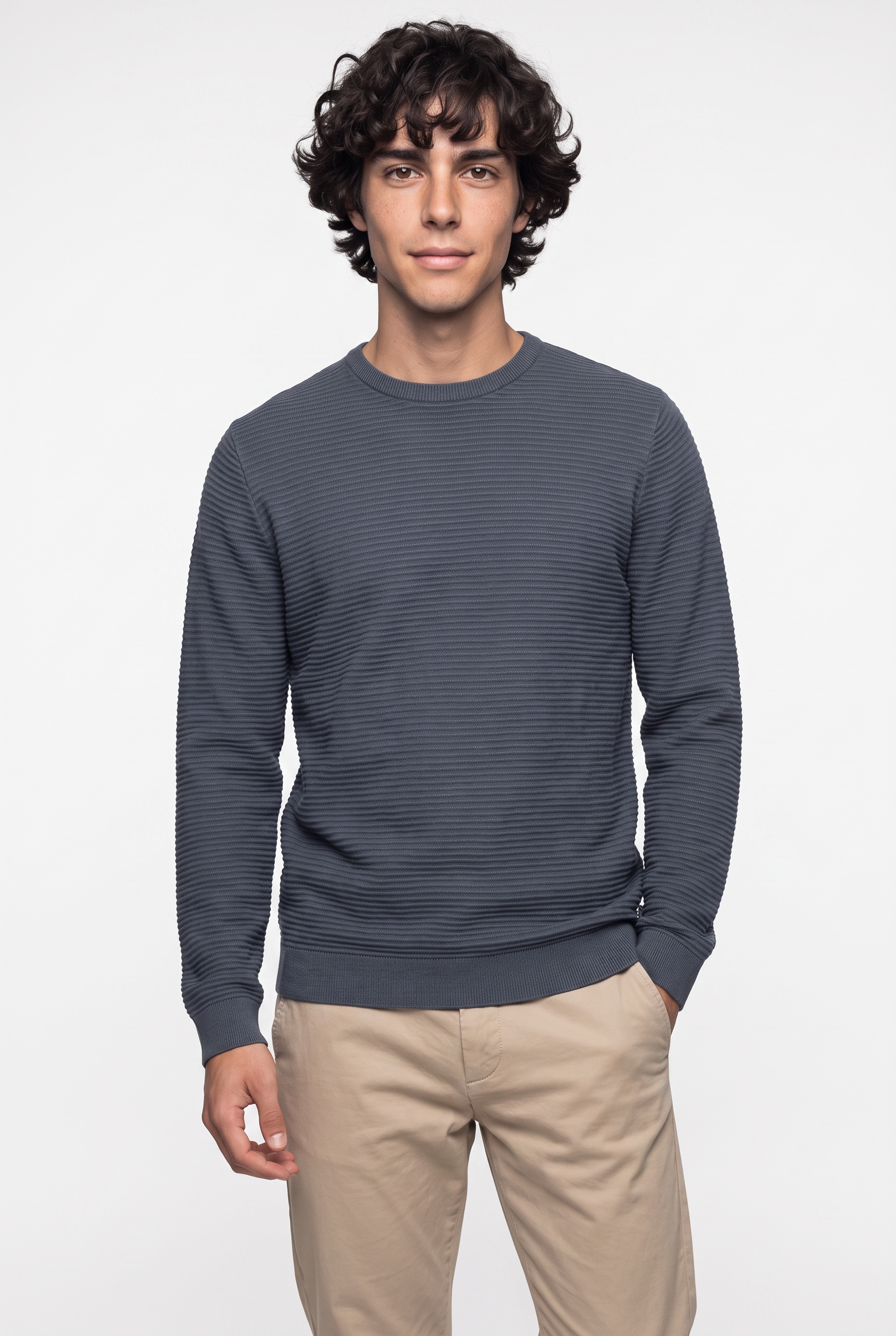 Image of Jack & Jones Rundhalspullover "JJEBRODY KNIT CREW NECK" Baumwolle